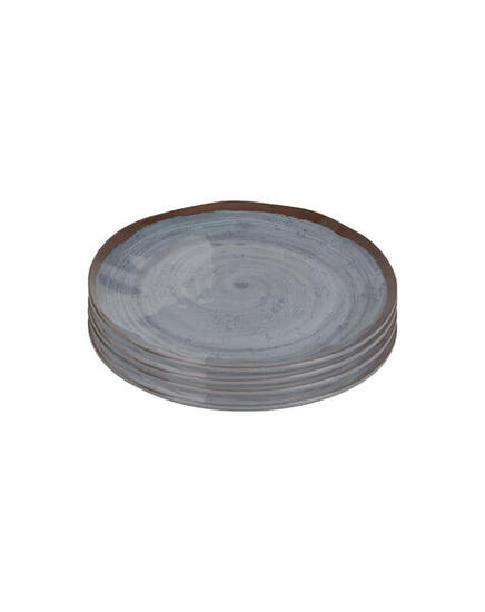 Assiette plate - Halo - Mélamine - 4 Pièces - Gris