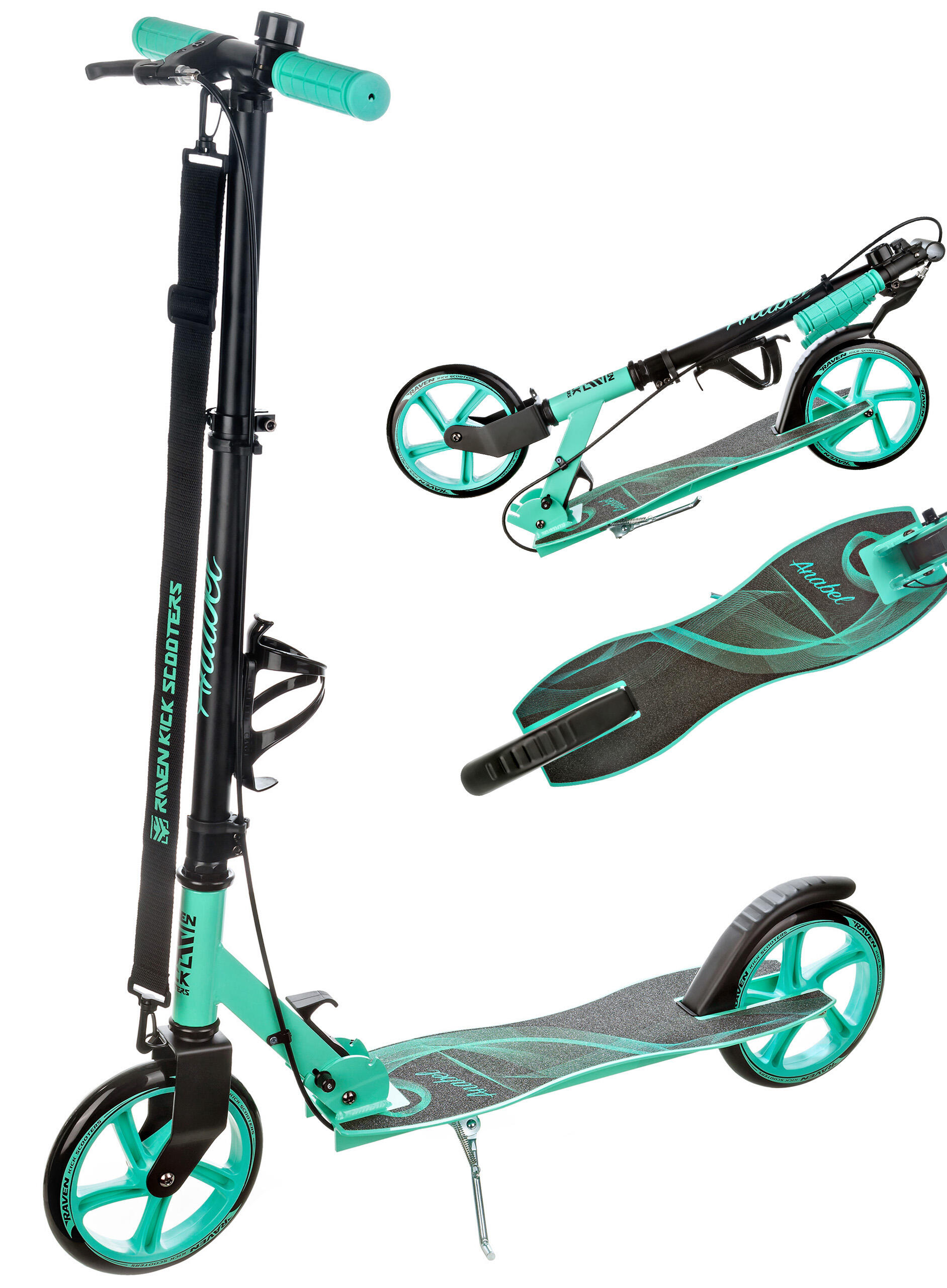 Hulajnoga Składana Raven Anabel Black/Mint 200mm z hamulcem