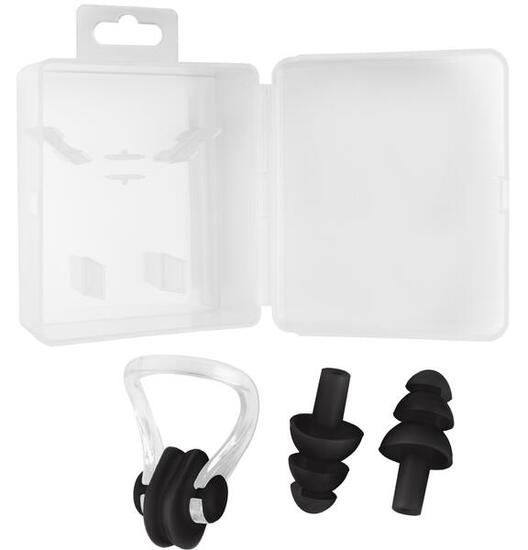 Zestaw klips na nos zatyczki do uszu pływackie silikonowe Aqua-Sport Box