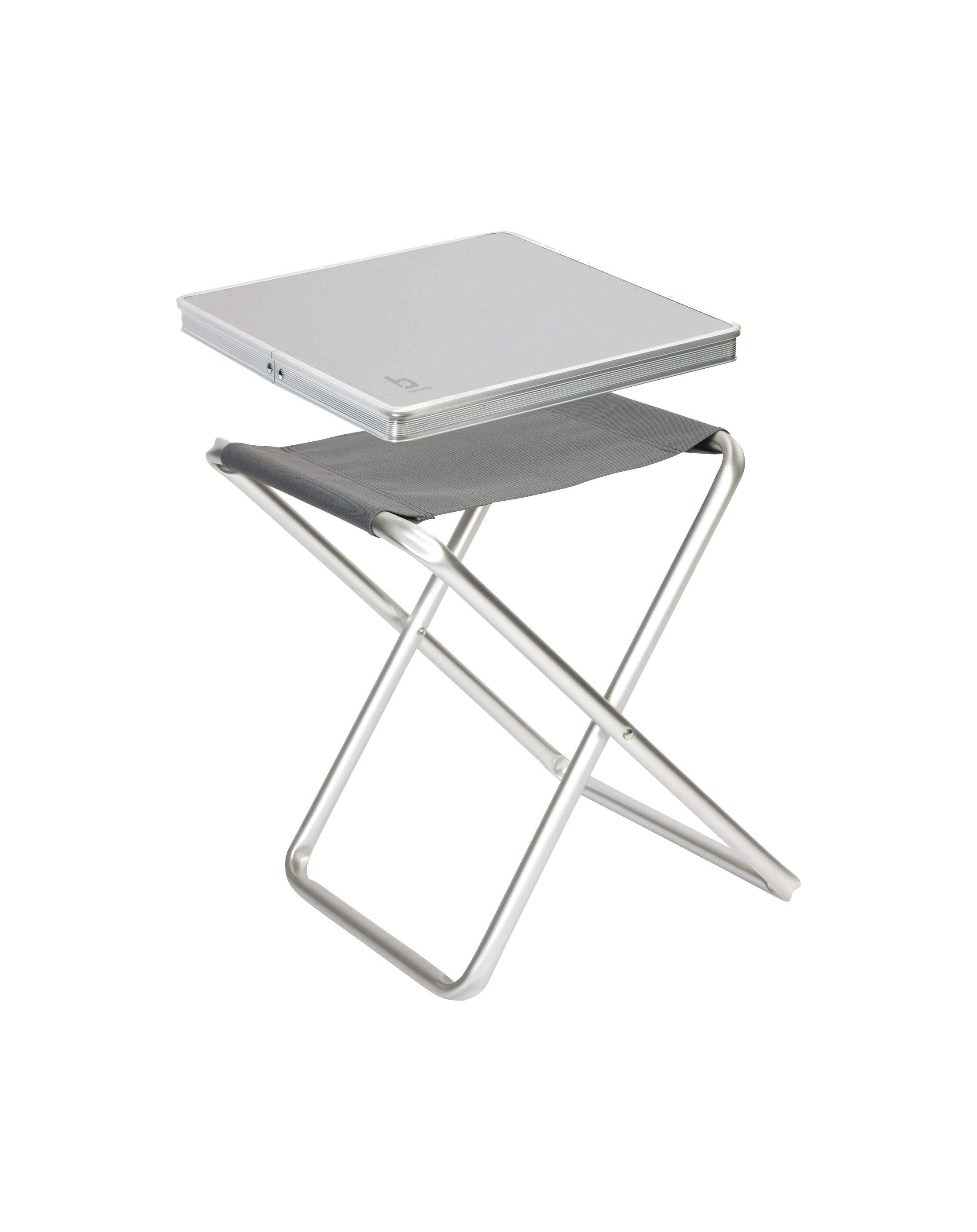 Hocker + Tablett - Grau - Grau