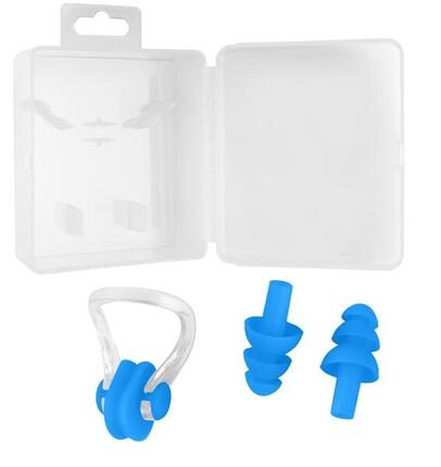Zestaw klips na nos zatyczki do uszu pływackie silikonowe Aqua-Sport Box