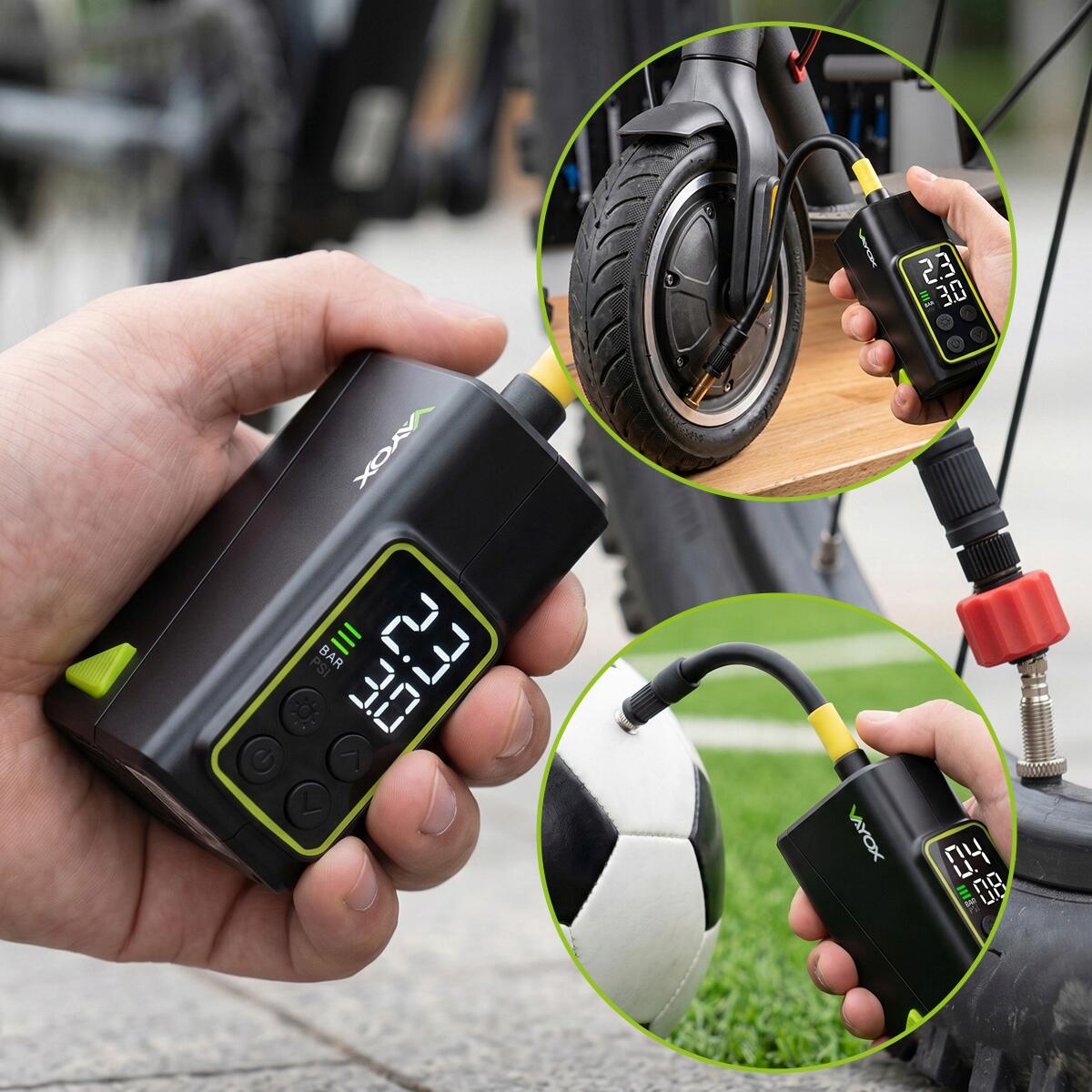 Vayox VA0451 accu fietspomp 1100mAh 10,3BAR compressor 2/8