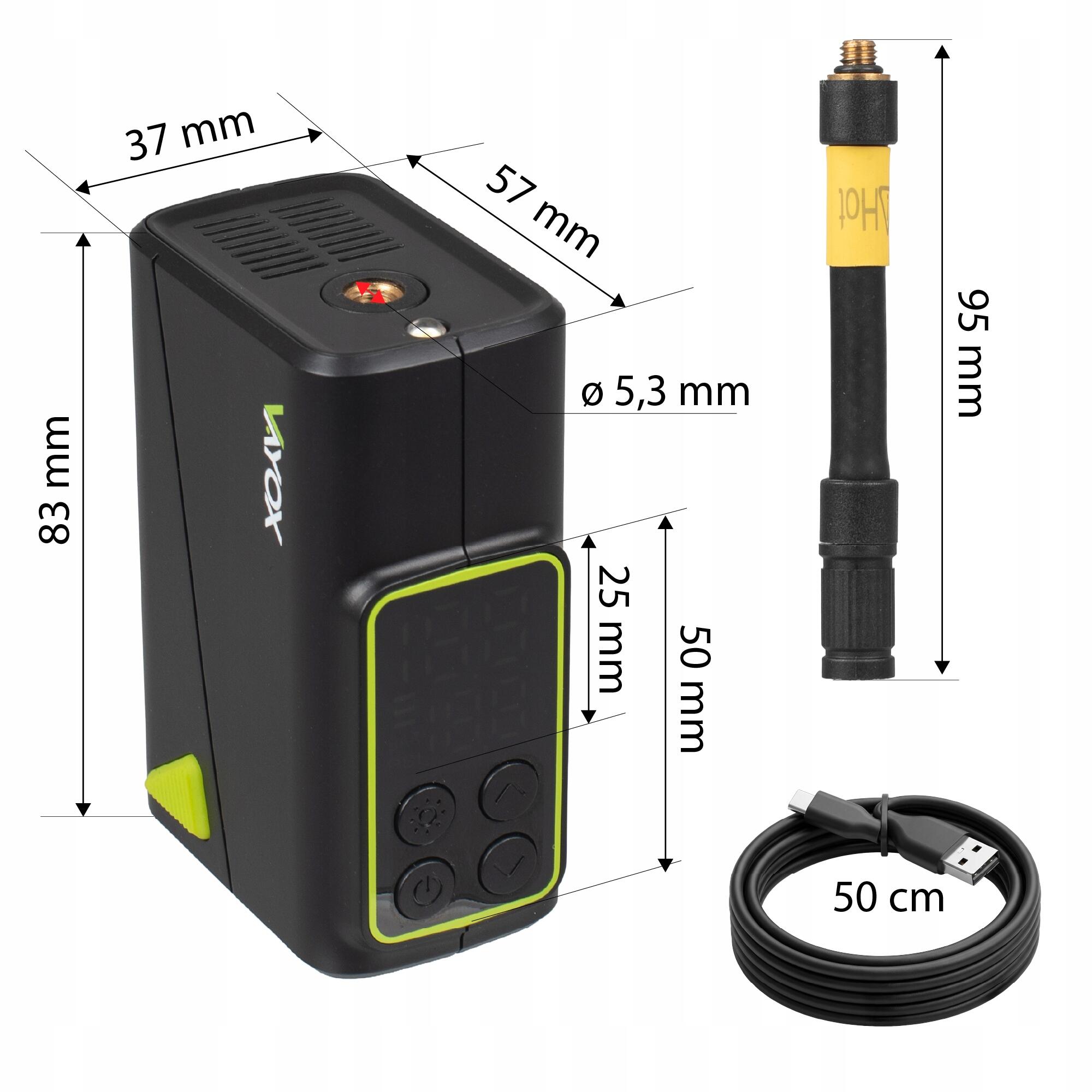 Vayox VA0451 accu fietspomp 1100mAh 10,3BAR compressor 5/8
