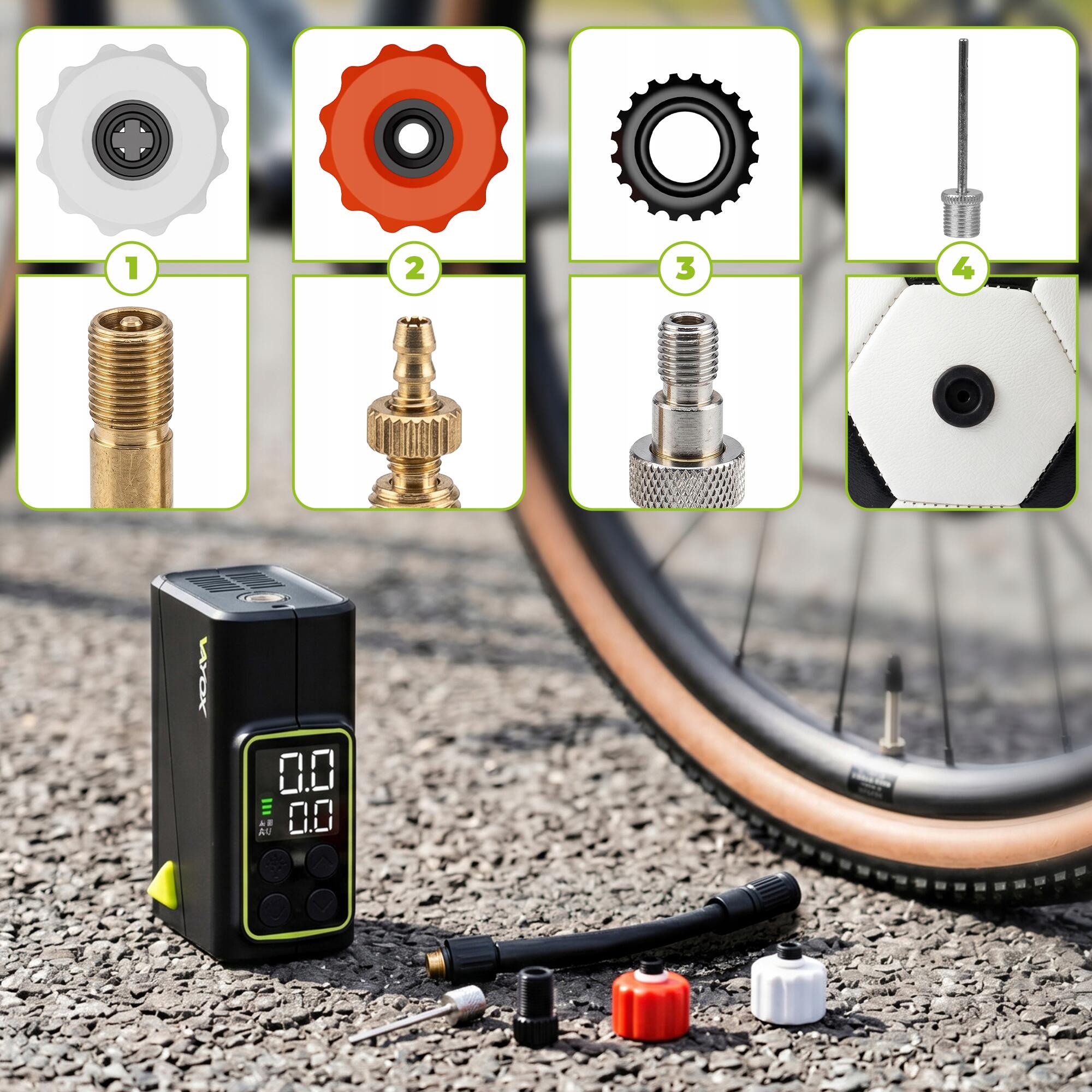 Vayox VA0451 accu fietspomp 1100mAh 10,3BAR compressor 4/8