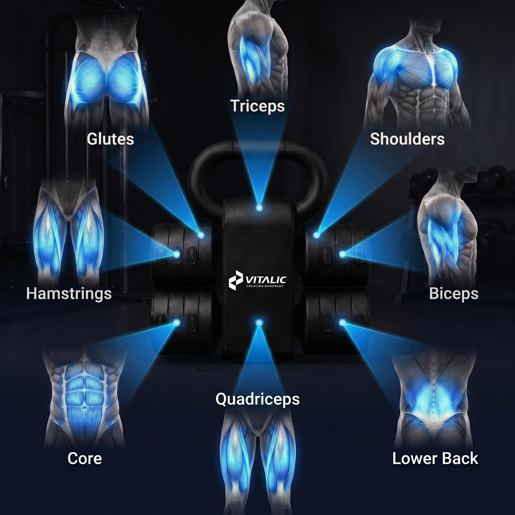 Set Vitalic 2-en-1 Mancuernas & Kettlebells | Pesos de 1 a 5,5 kg cada | Mancuer 5/7