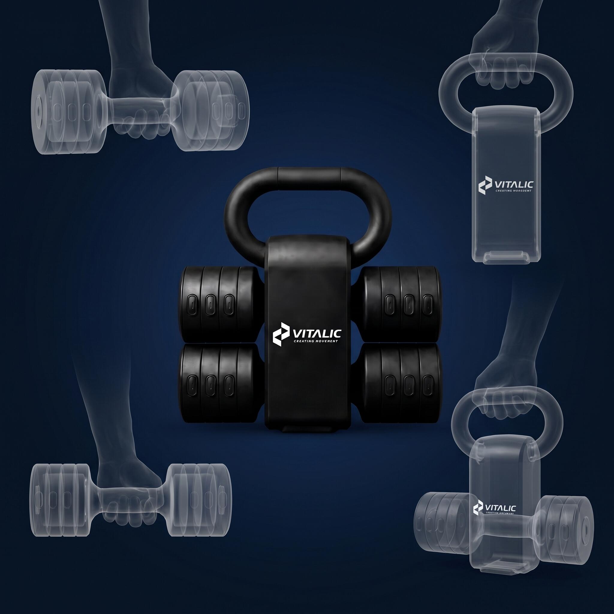 Set Vitalic 2-en-1 Mancuernas & Kettlebells | Pesos de 1 a 5,5 kg cada | Mancuer 4/7