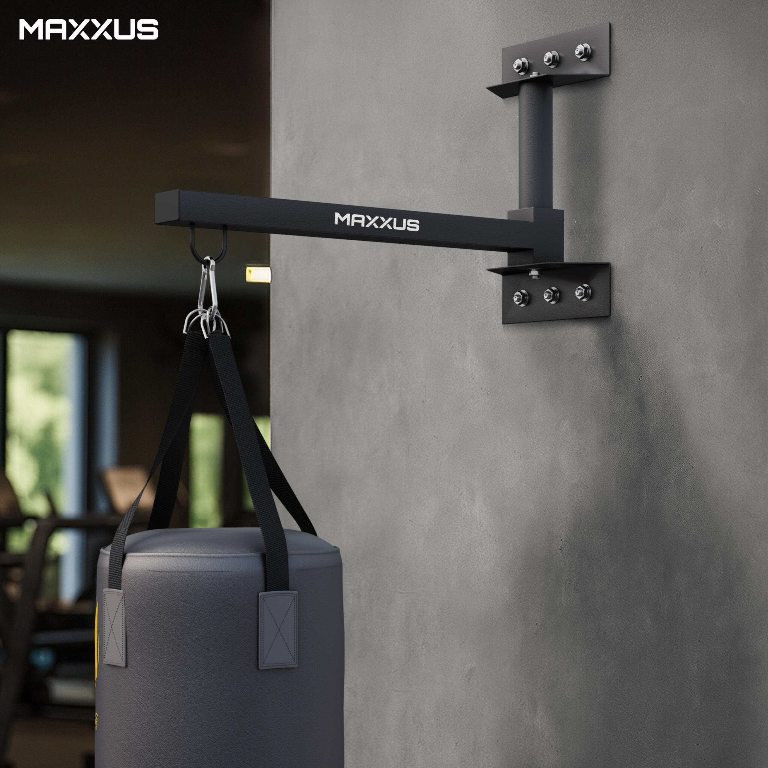 Support mural sac de frappe pliable jusqu’à 75 kg avec mousqueton 3/7