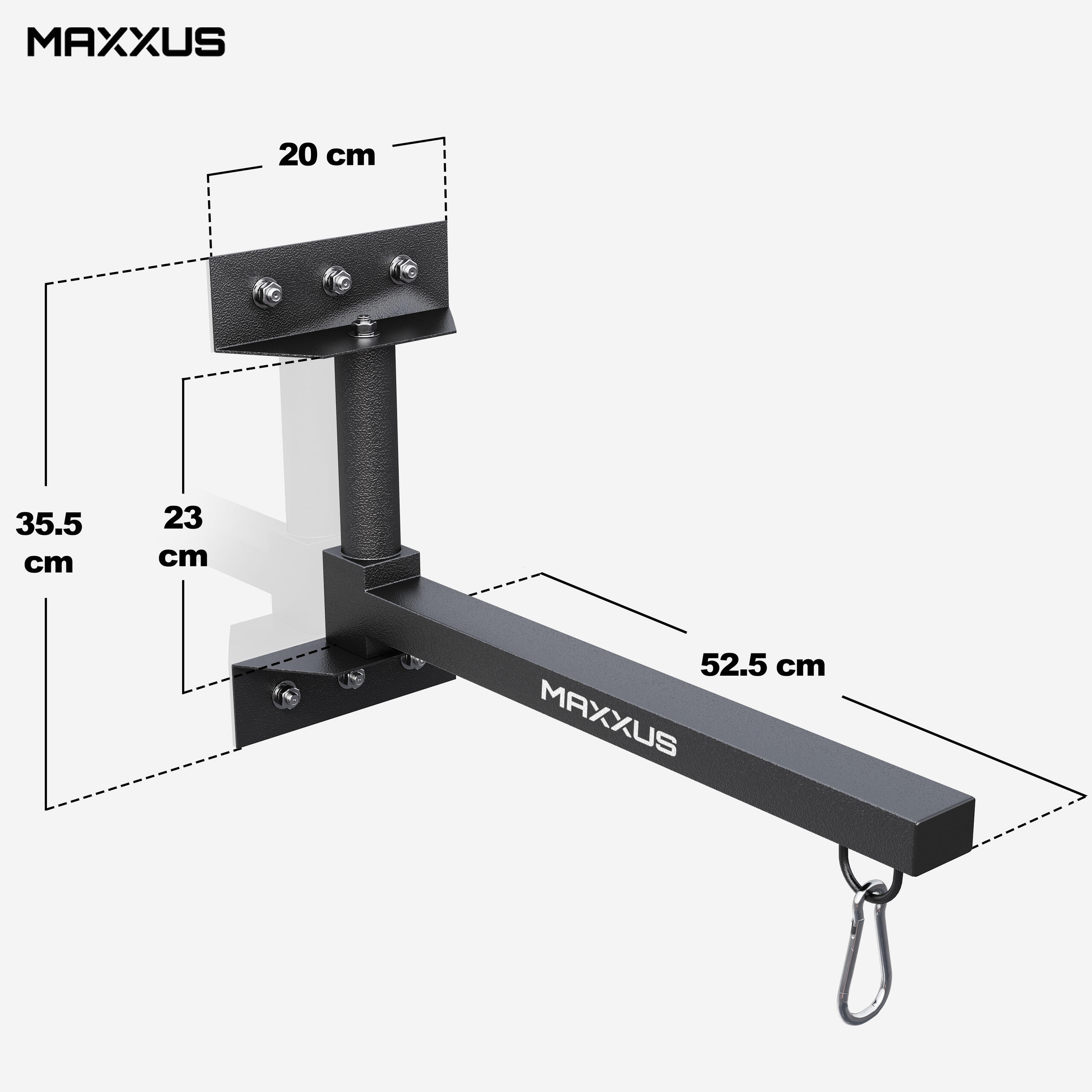 Support mural sac de frappe pliable jusqu’à 75 kg avec mousqueton 2/7