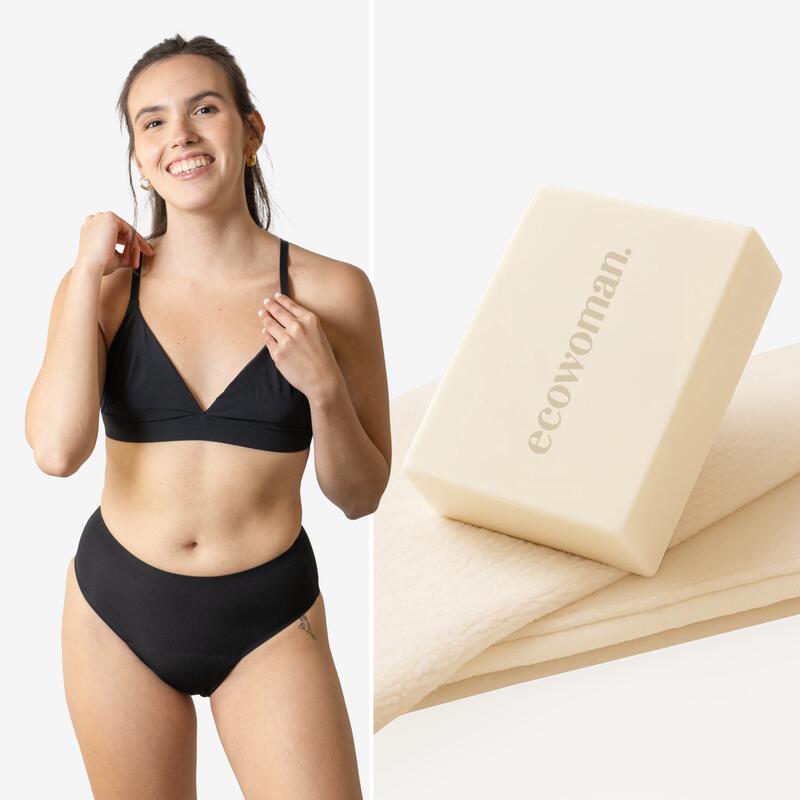 Slip Mestruale Classico Nero Bambina + Sapone Smacchiante Naturale 1/4