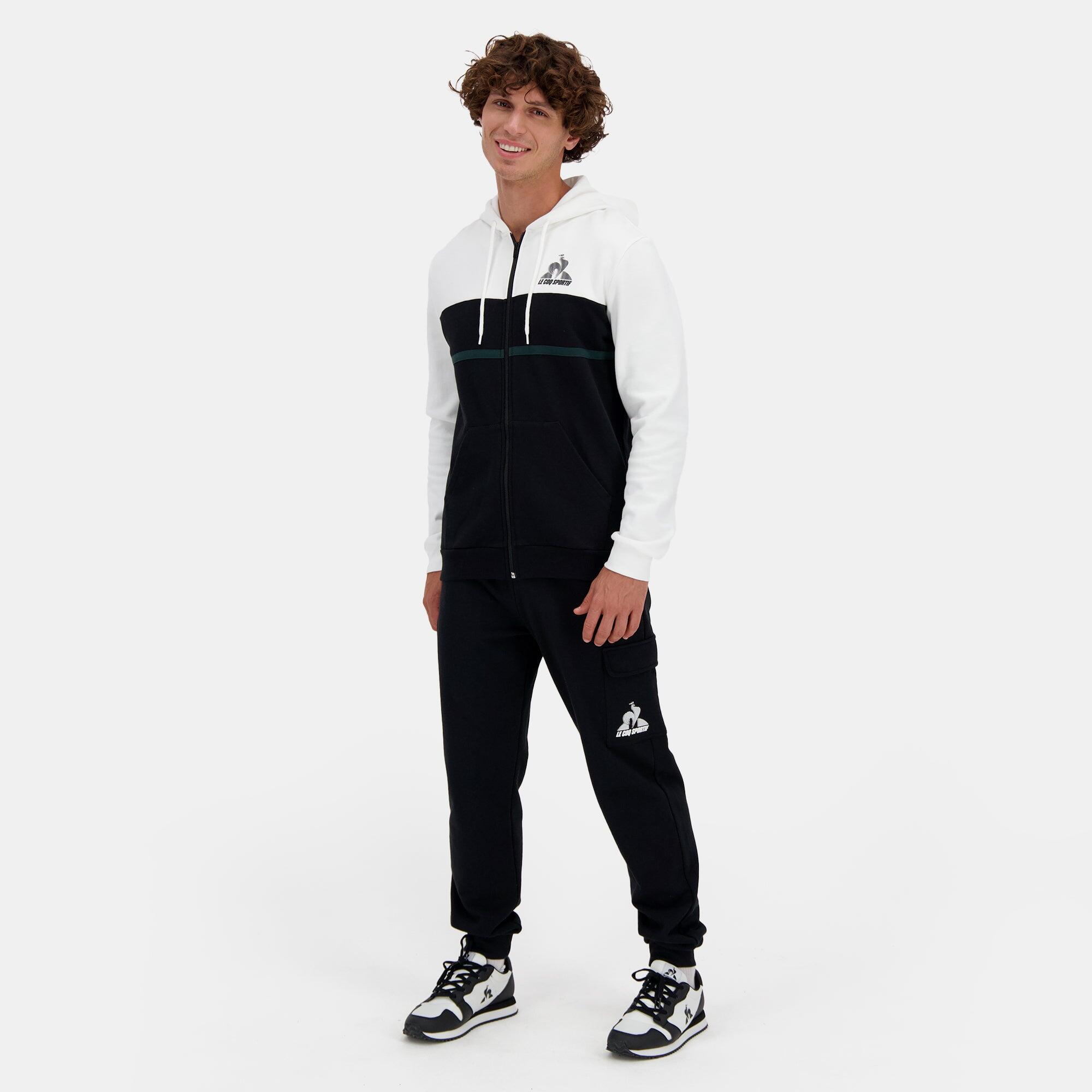 Felpa Uomo Le Coq Sportif Contemporain N°1 con Cappuccio Nera/Bianca 5/5