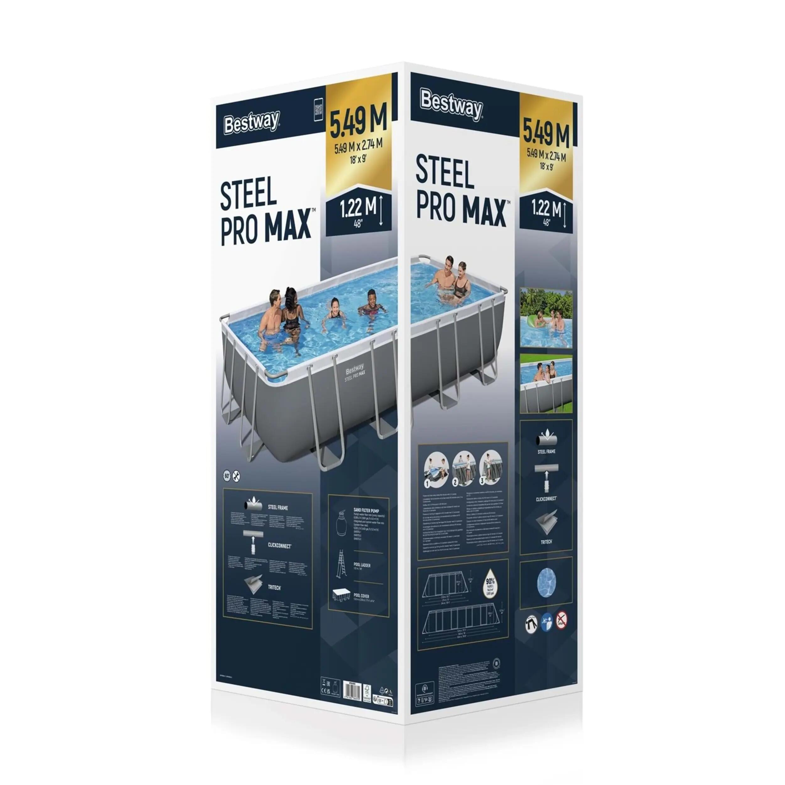 Bestway Steel Pro MAX Gölgelikli Prefabrik Yer Üstü Havuz Seti 549 cm x 274 cm x 122 cm 56466 BW596 3/3