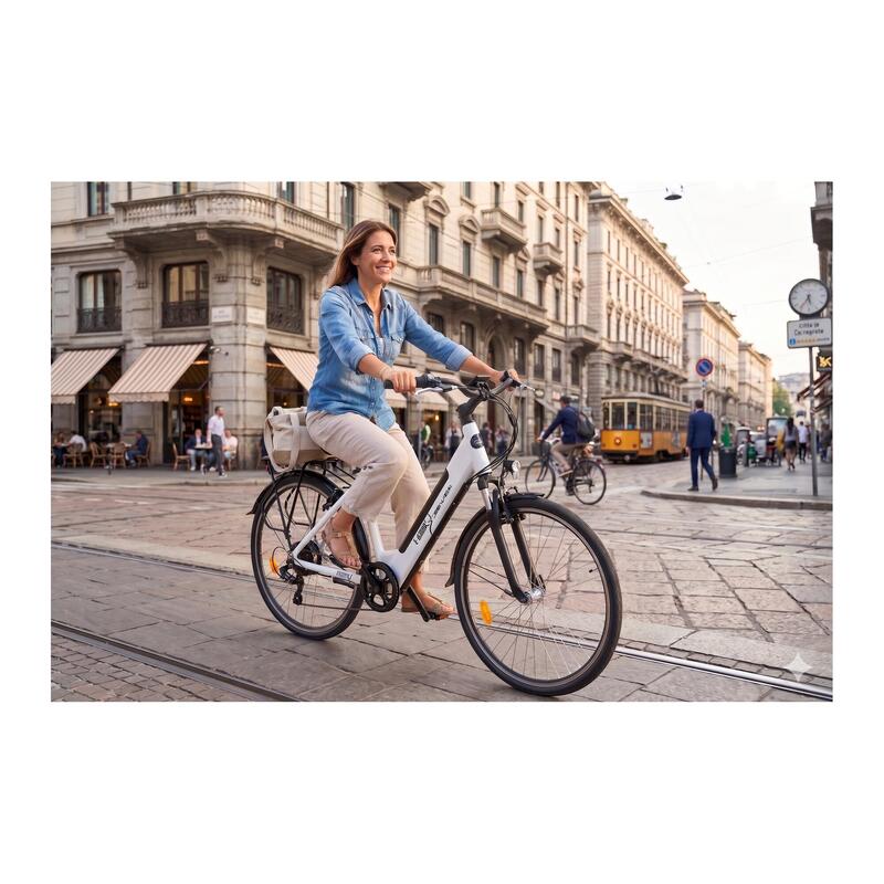 Bicicletă electrică oraș Beraud E Motive Ecoway 28 inch alb