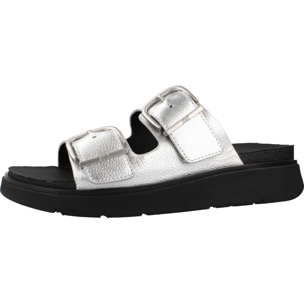 FitFlop Gen-FF Buckle Tumbled-Leather Two-Bar Slides