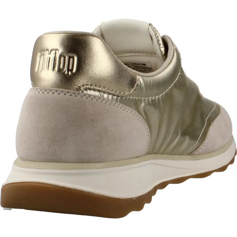 FITFLOP FitFlop Retro-Q FF Metallic-Fabric/Suede Sneakers  PLATINO 36