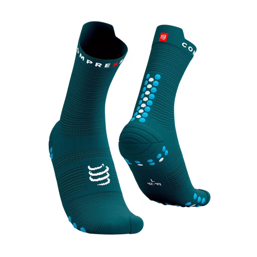 Calcetines Pro Racing Ultralight V4.0 High Blanco running Verde Compressport 3/3
