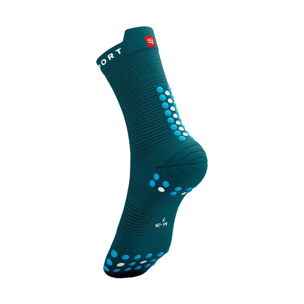 Calcetines Pro Racing Ultralight V4.0 High Blanco running Verde Compressport 2/3