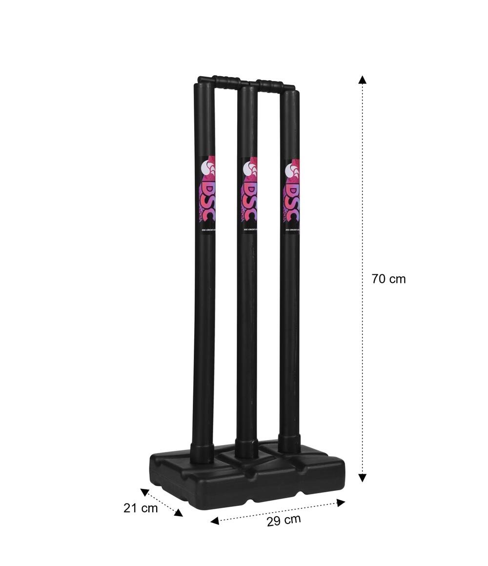 Cricket-Stumpfset aus Kunststoff, 3 Stümpfe, 2 Bails, 1 Sockel für Gartenspiel 4/4