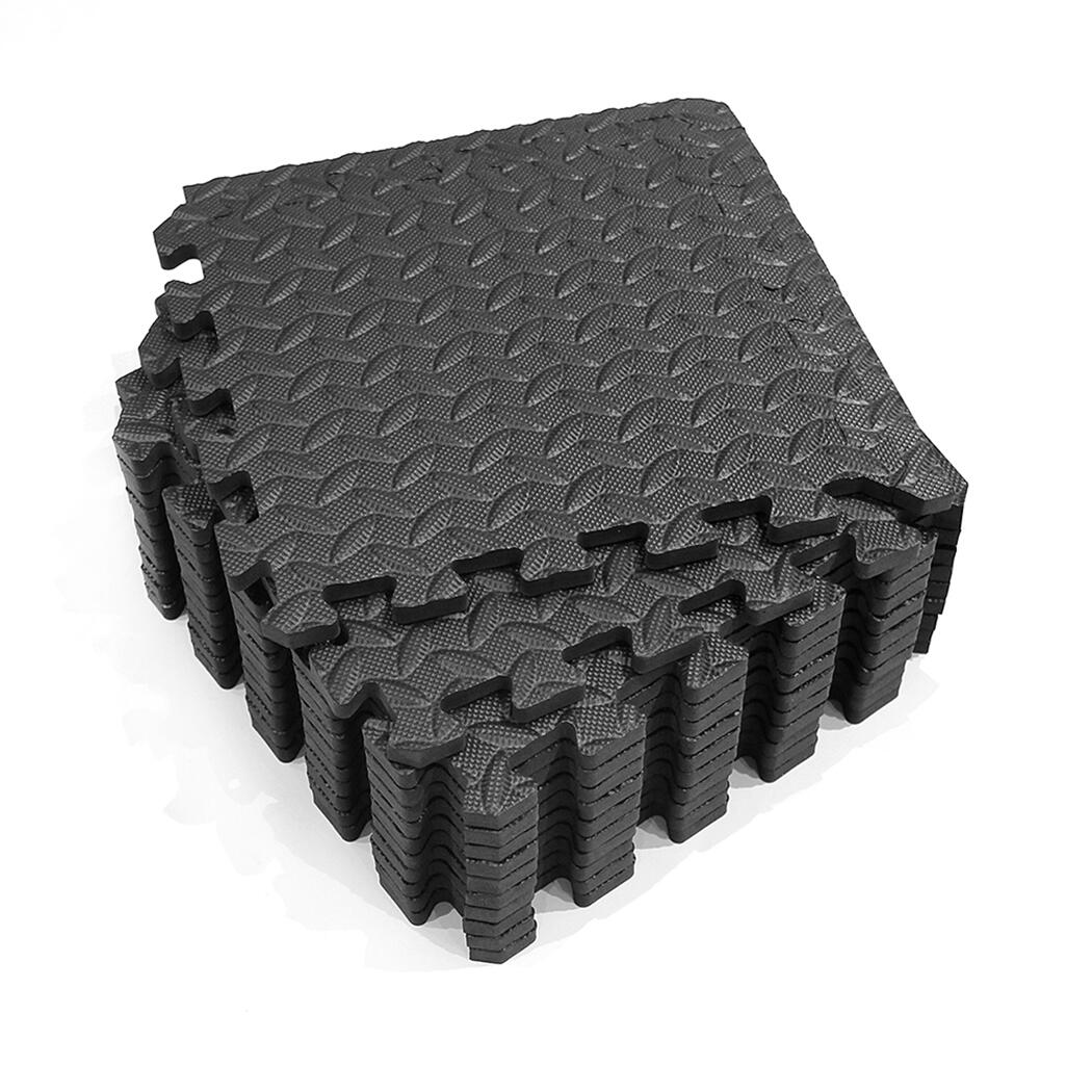 Centra 12pcs Interlocking Heavy Duty Gym Floor Mat - Black