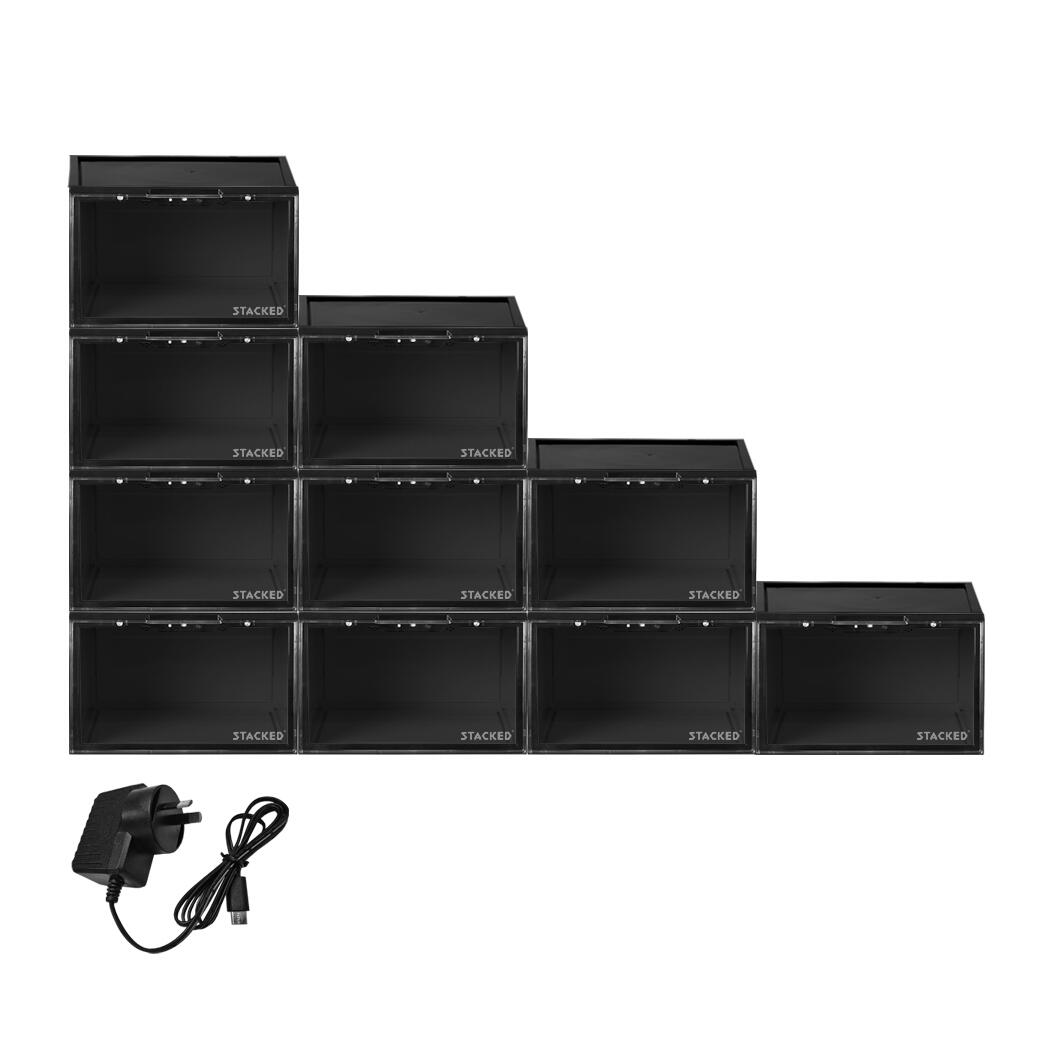 Stacked Shoe Box Sneaker Display Case LED Lighted Magnetic Anti-oxidation Clear