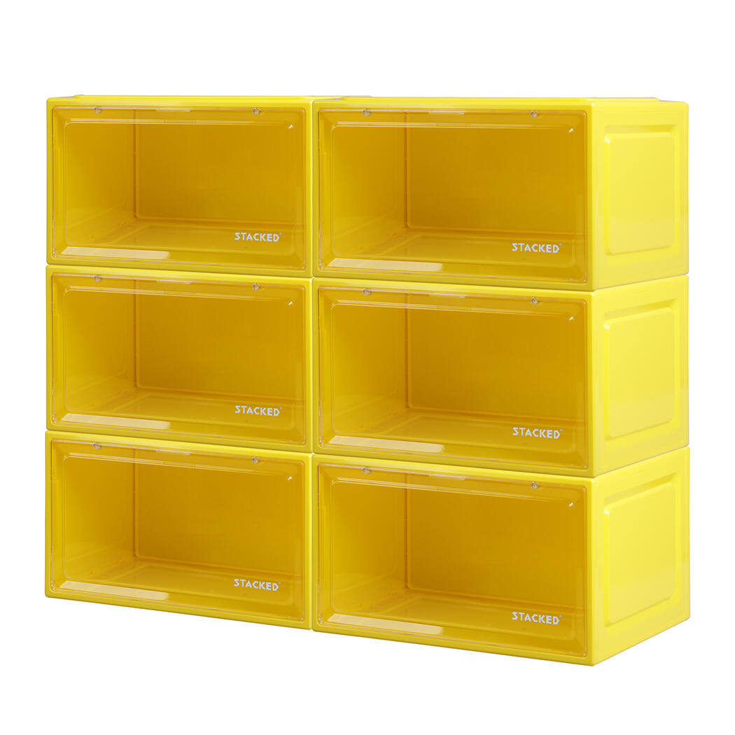 Stacked 6PCS Storage Box Stackable - Yellow