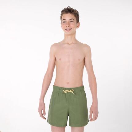 Maillot de bain court pour jeunes avec imprimé vert uni