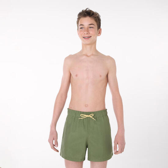 Maillot de bain court pour jeunes avec imprimé vert uni