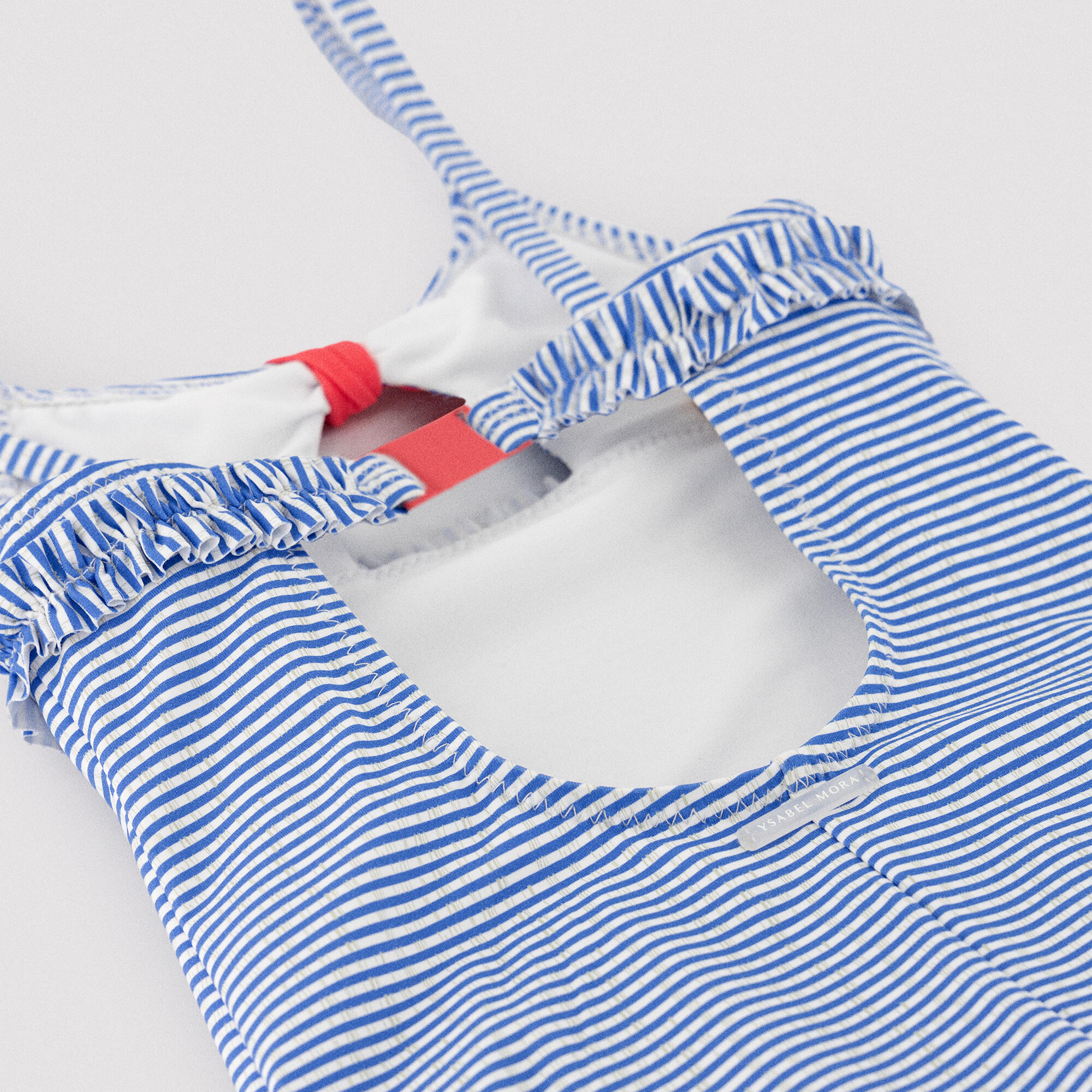 Bañador niña detalle lazo y volantes estampado rayas 3/7