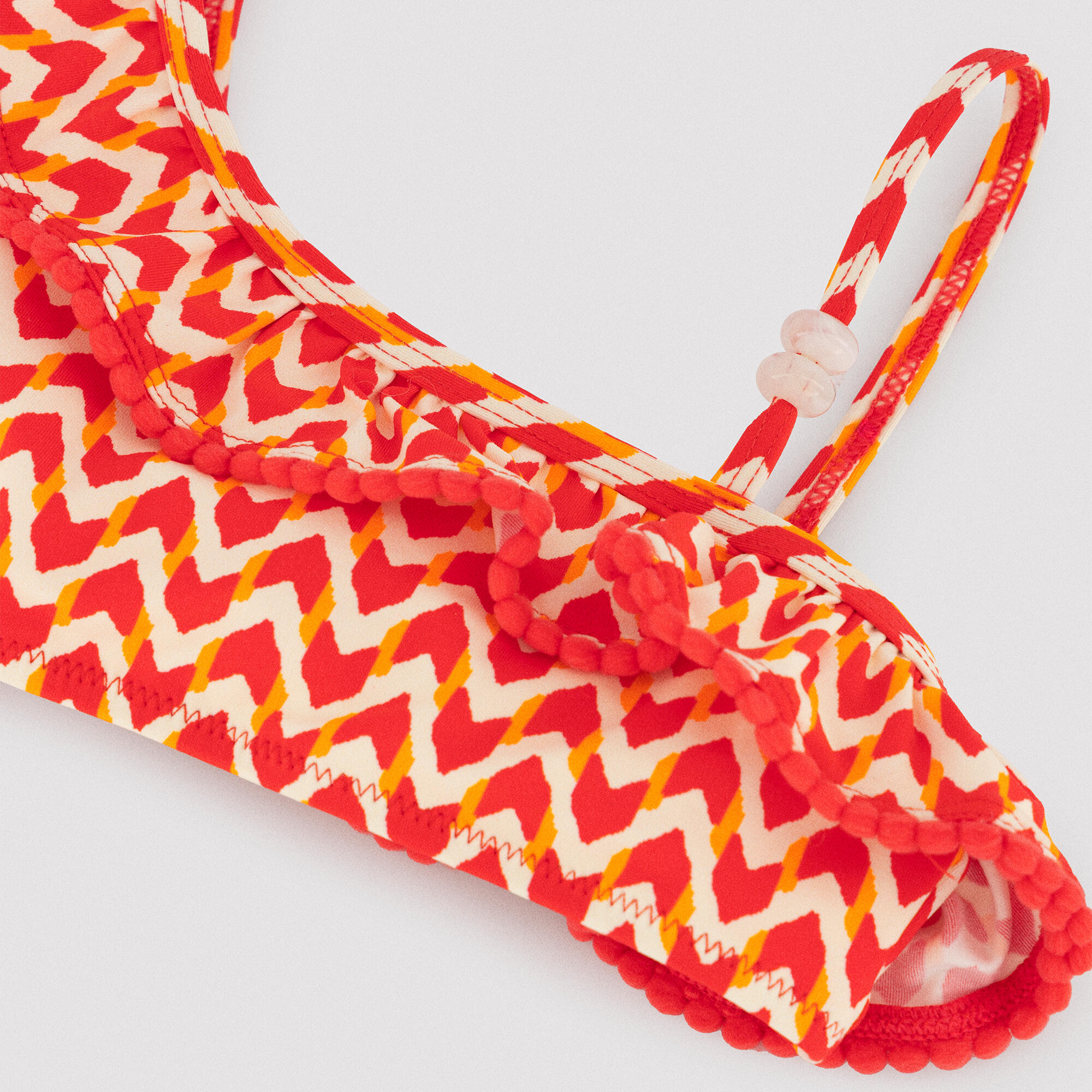 Bikini niña asimétrico detalle volante estampado étnico 2/7