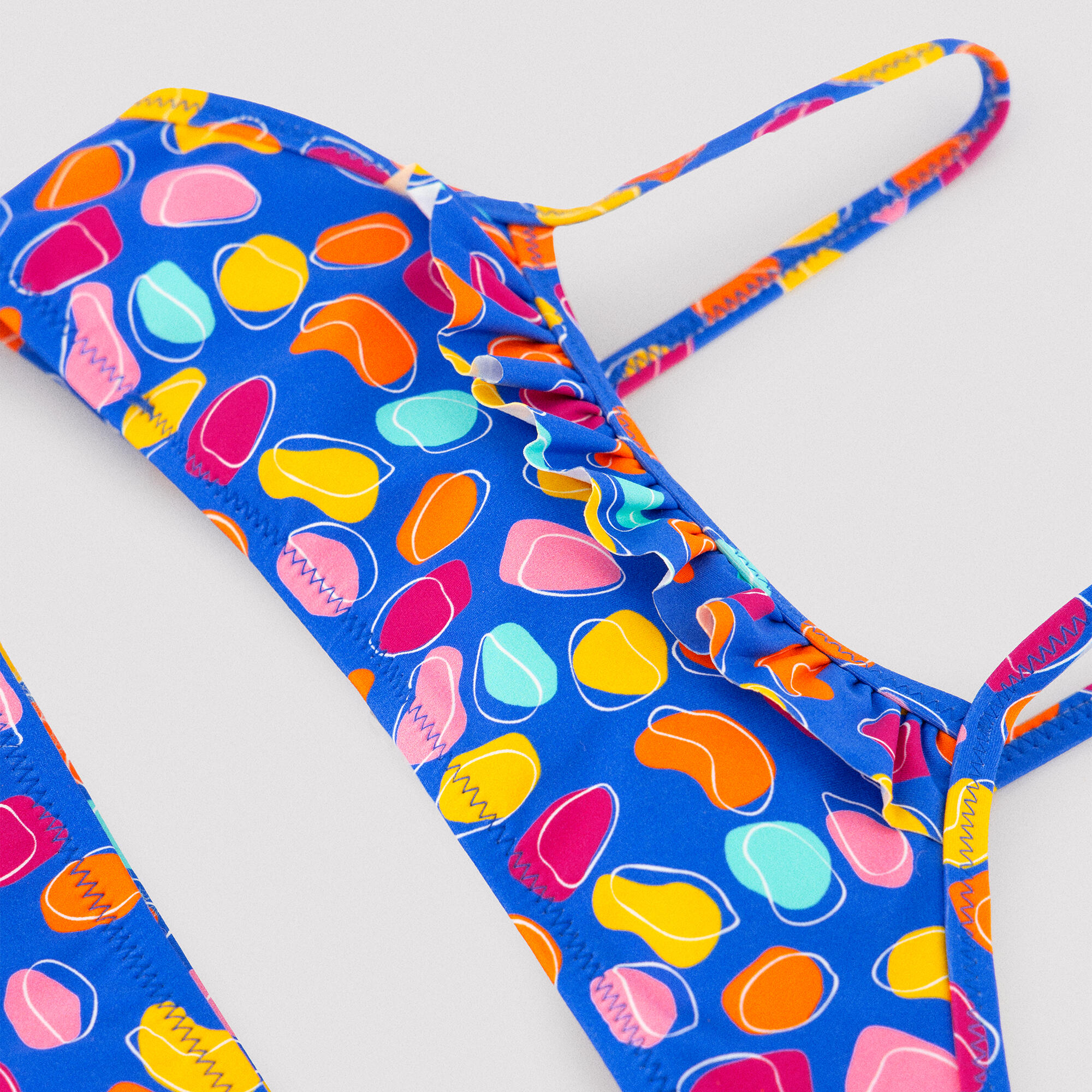 Bikini niña detalle volante estampado formas orgánicas multicolor 2/7