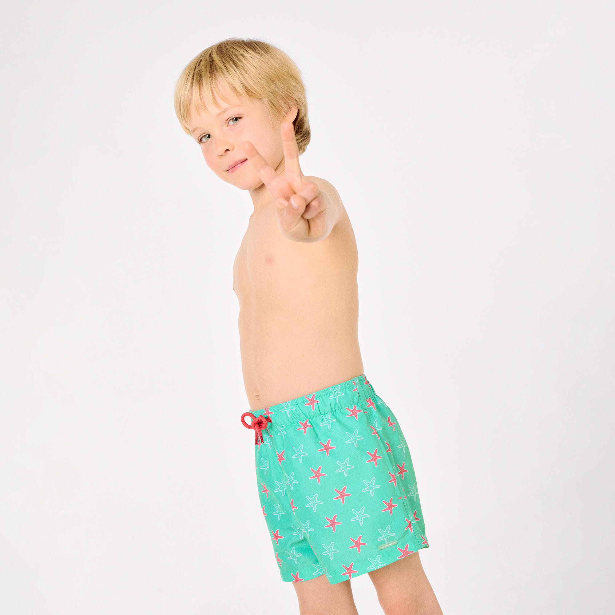 Bañdor niño corto estampado estrellas marinas turquesa 7/7