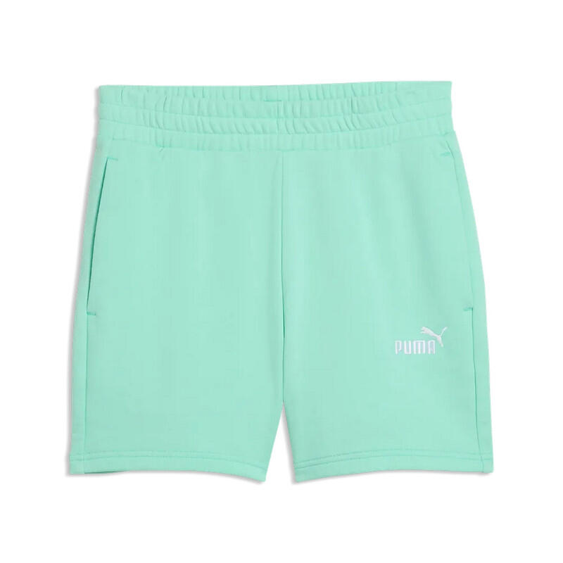 PUMA Ess Small No. 1 Logo 5'' Pantaloncini a Vita Alta TR Mint Jelly Azzurro S 1/2