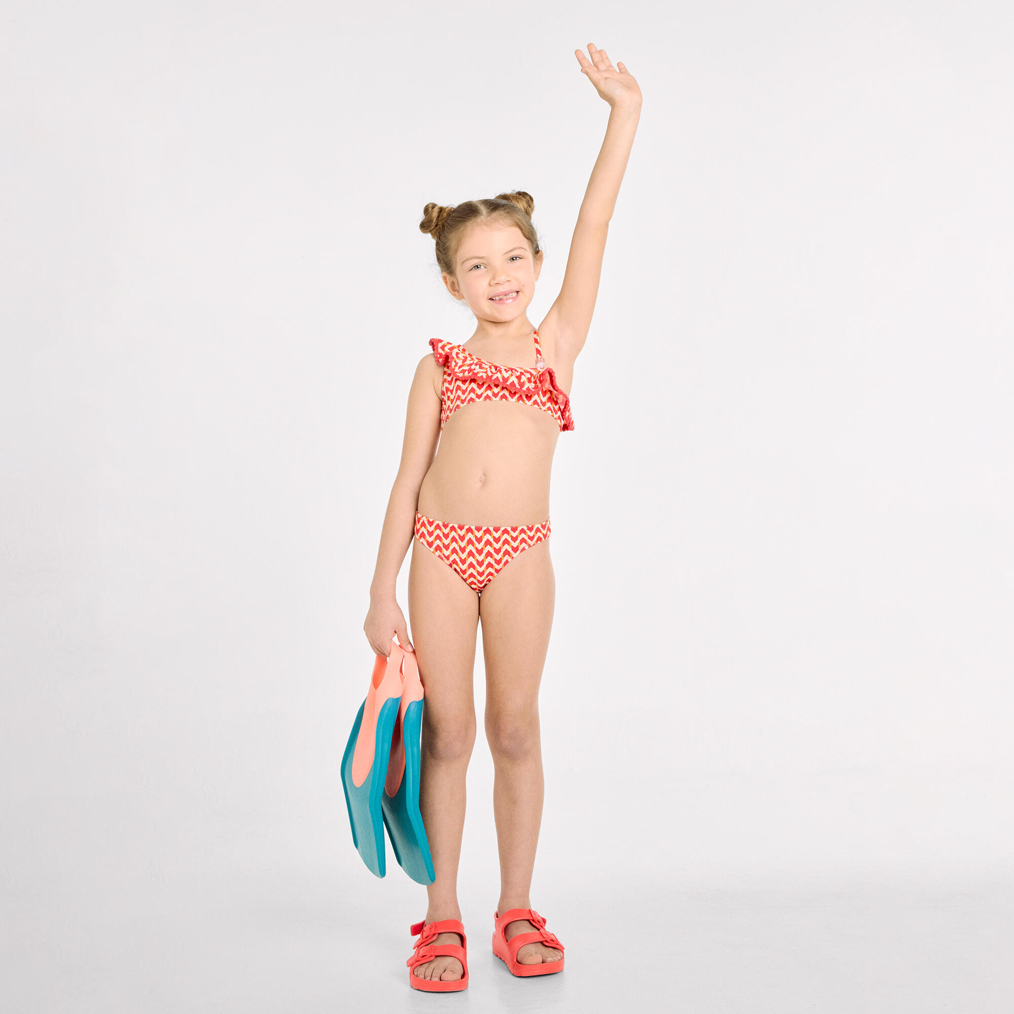 Bikini niña asimétrico detalle volante estampado étnico 7/7