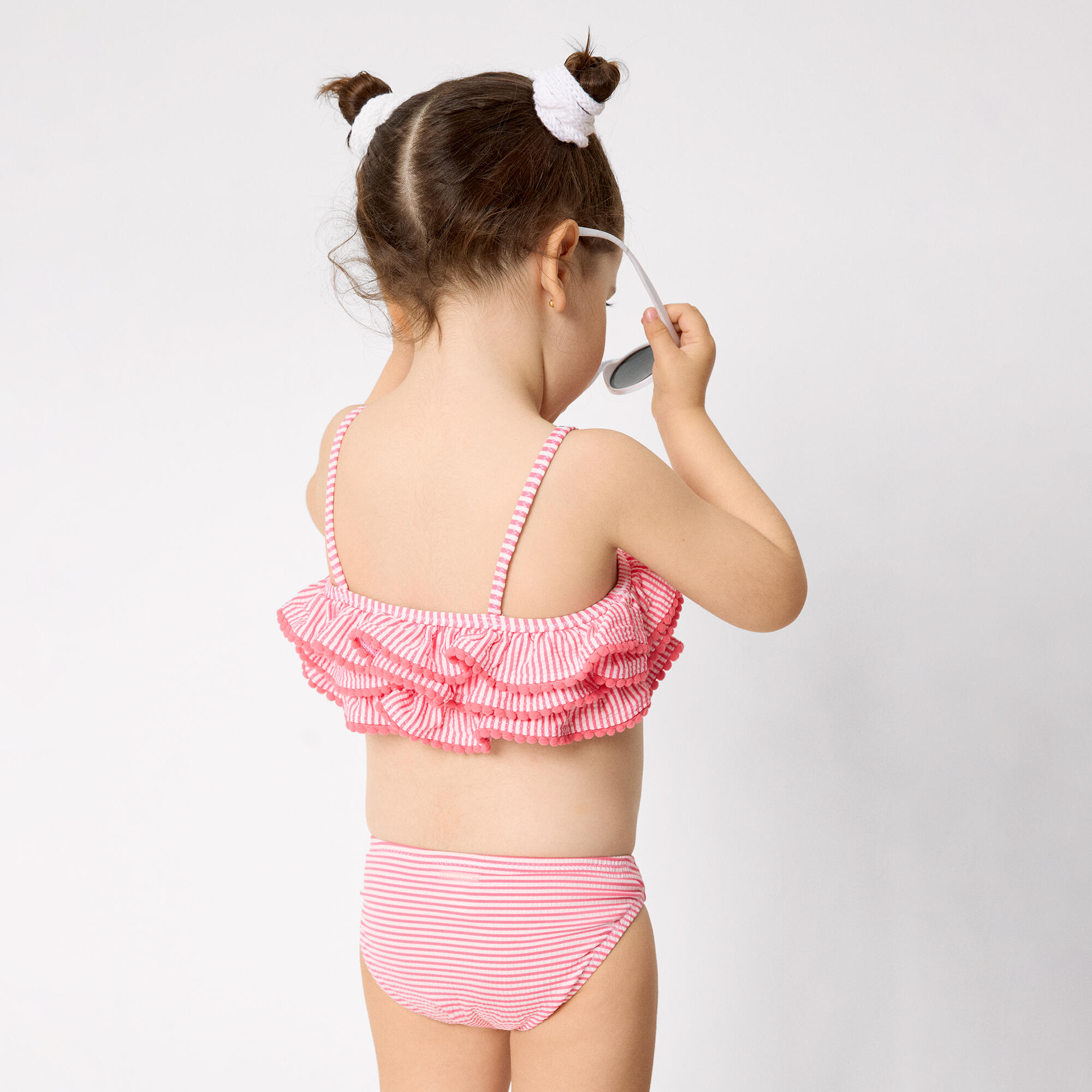 Bikini niña bambula detalle triple volante estampado rayas 7/7