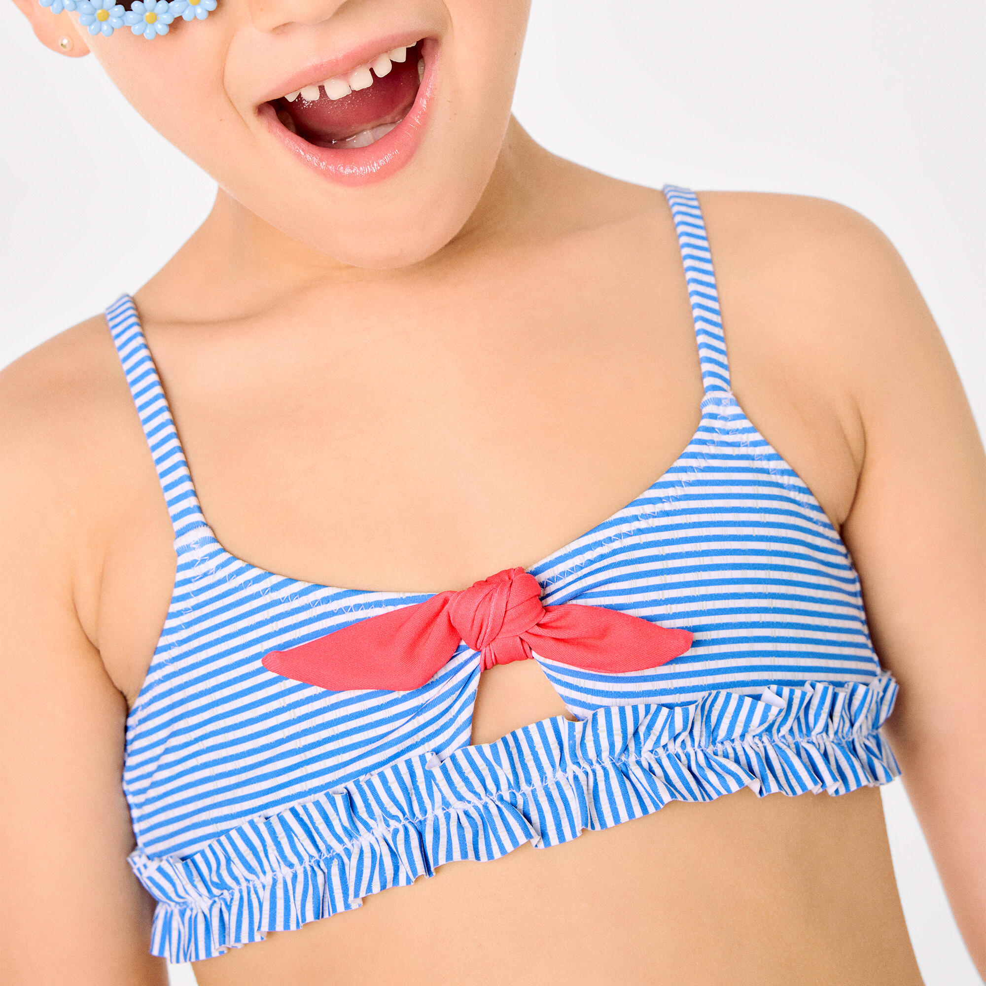 Bikini niña detalle lazo y fruncidos estampado rayas 7/7