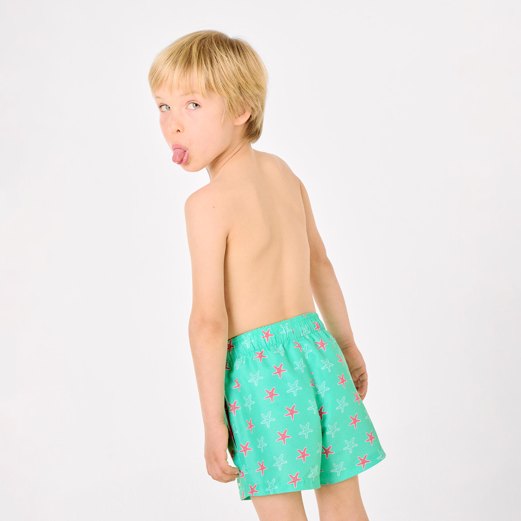 Bañdor niño corto estampado estrellas marinas turquesa 5/7