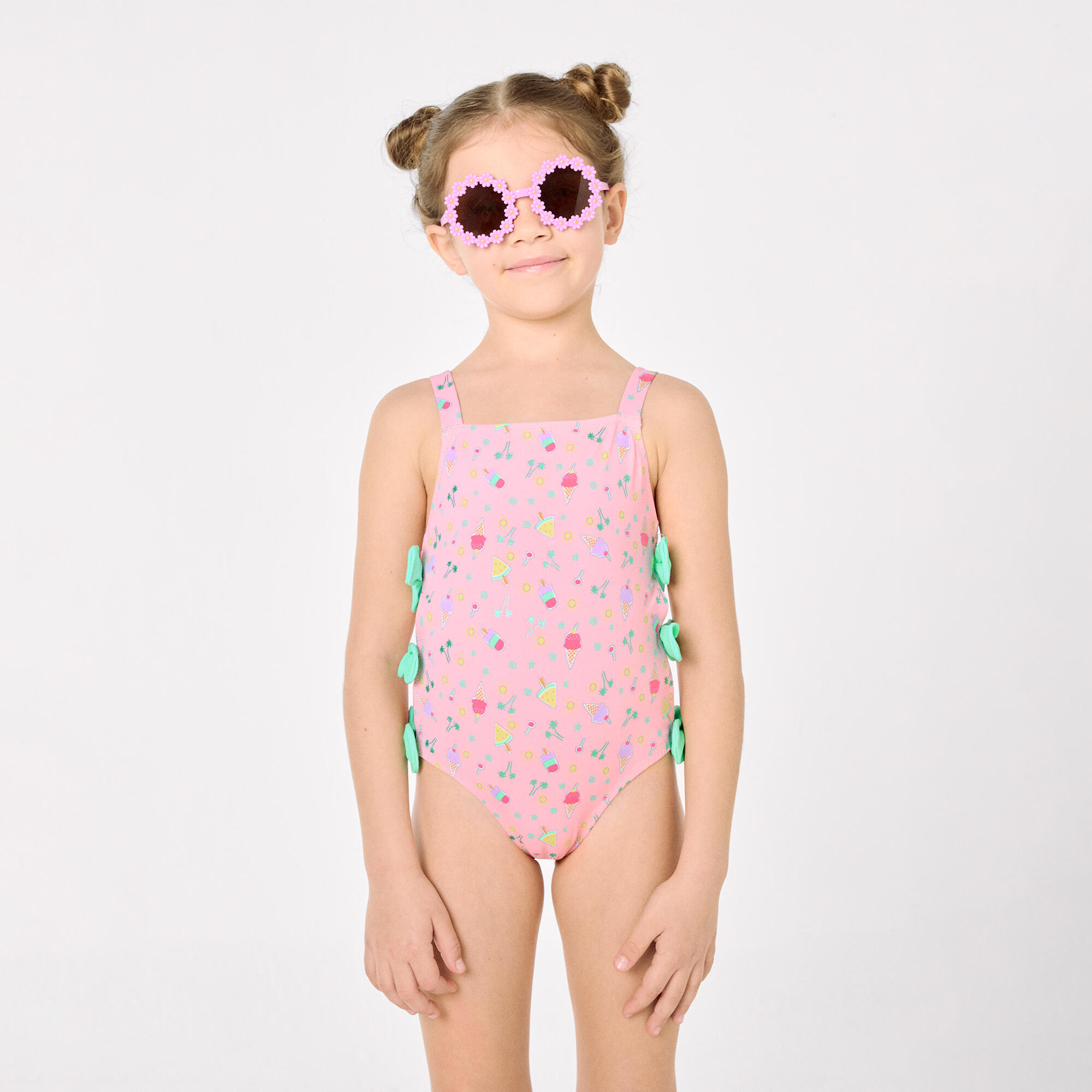 Bañador niña detalle cut-out y lazos estampado veraniego rosa 5/7