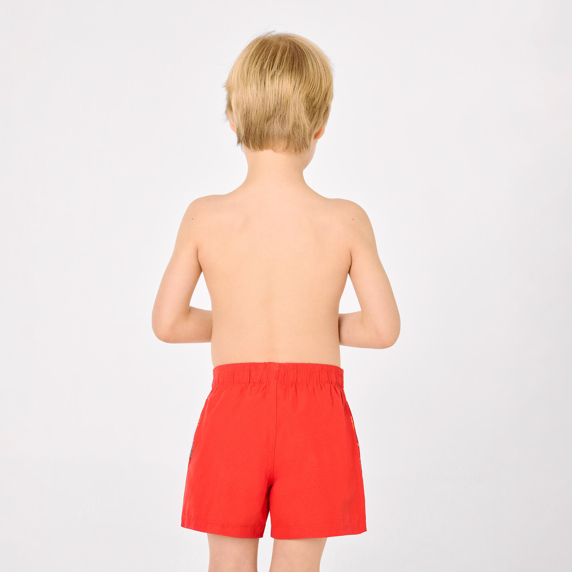 Bañador niño corto forro contraste rojo 2/4