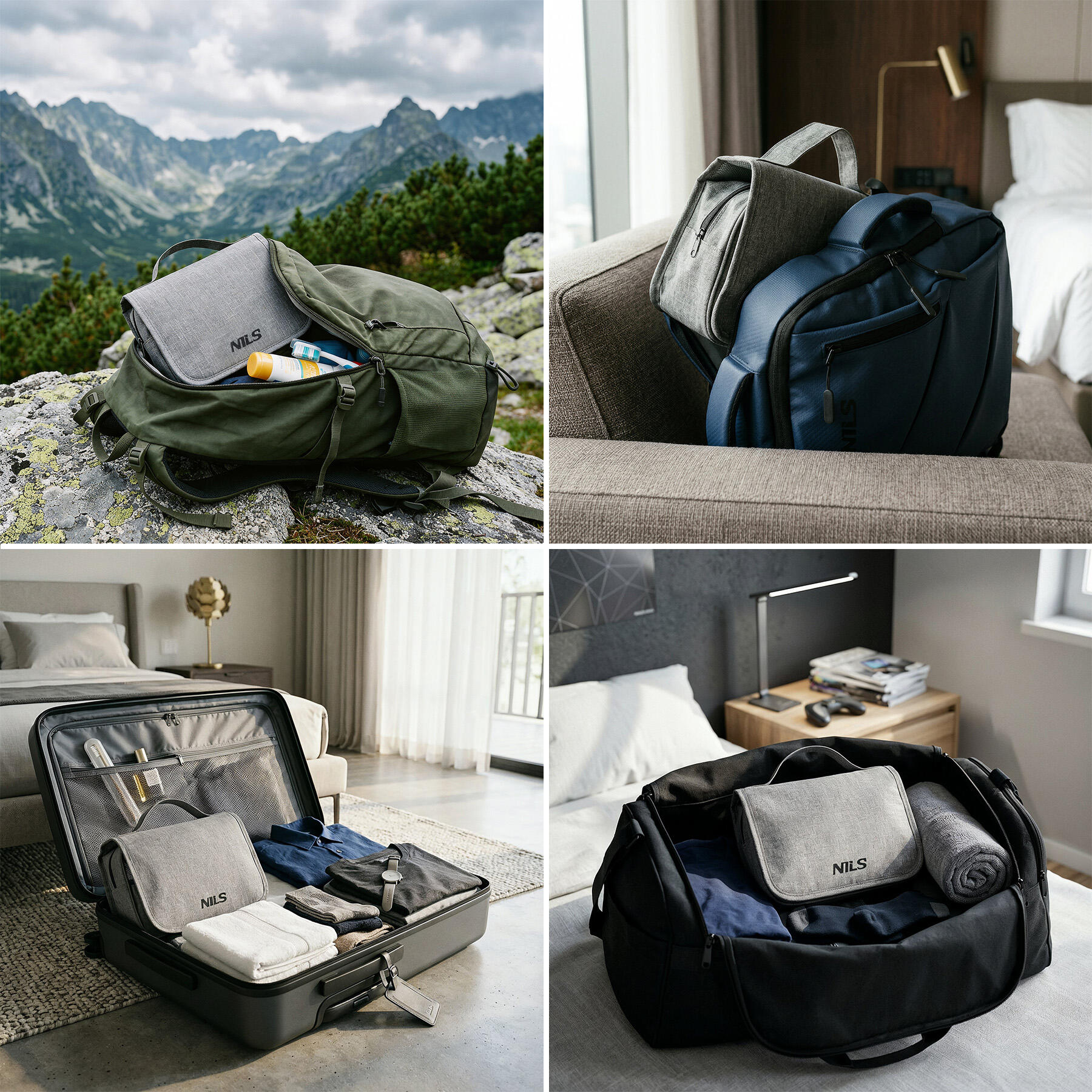 Trousse de toilette voyage unisexe camping NC4505 organiseur compact Nils gris 5/7
