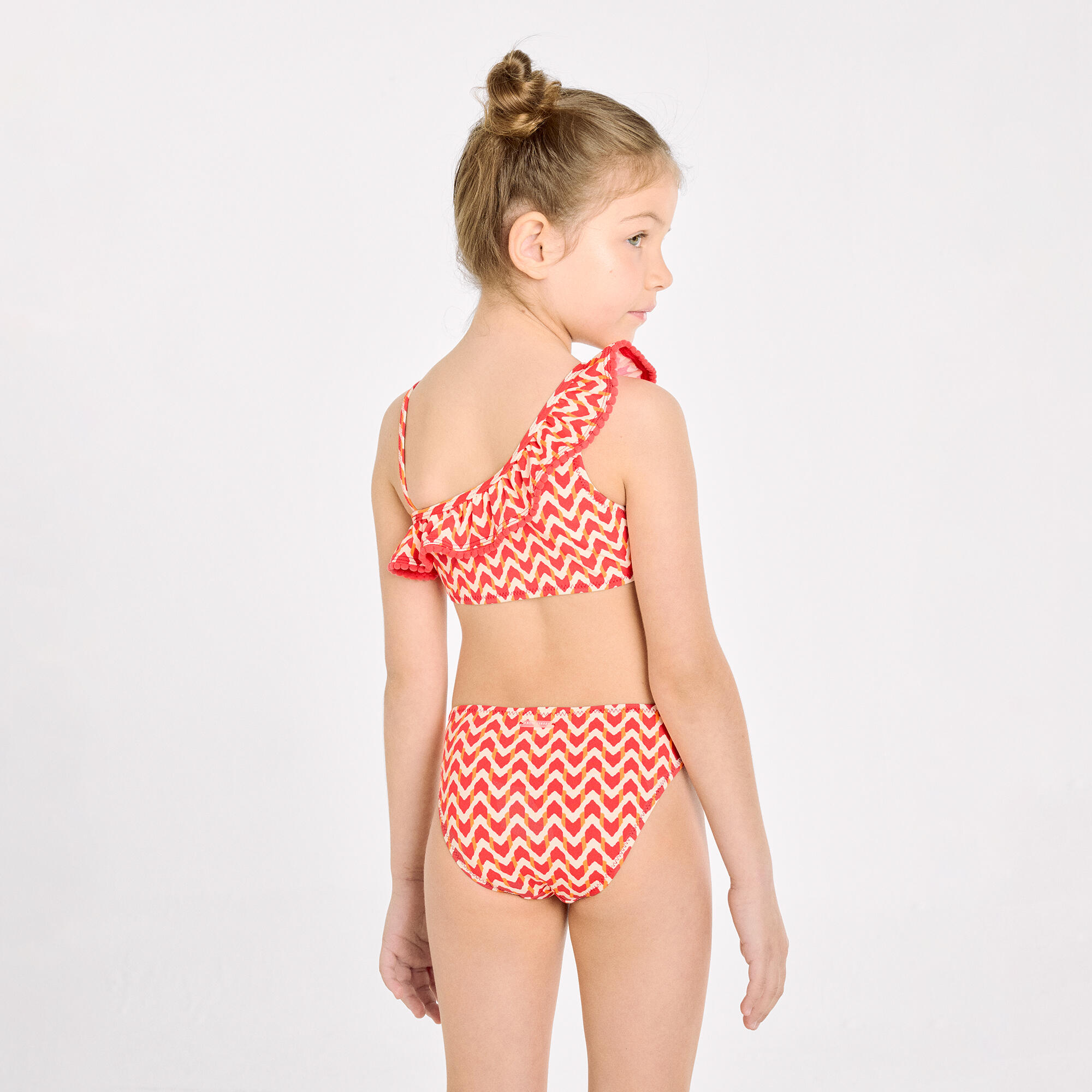 Bikini niña asimétrico detalle volante estampado étnico 5/7