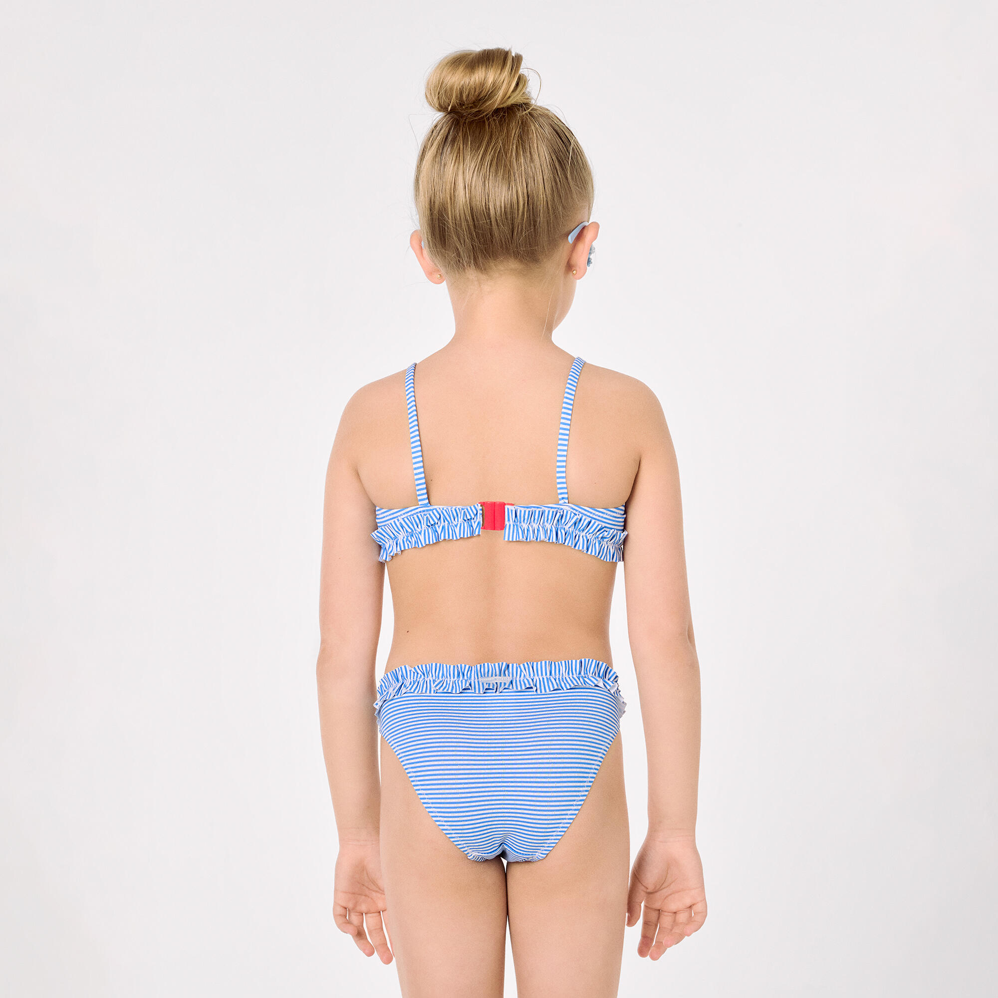 Bikini niña detalle lazo y fruncidos estampado rayas 5/7