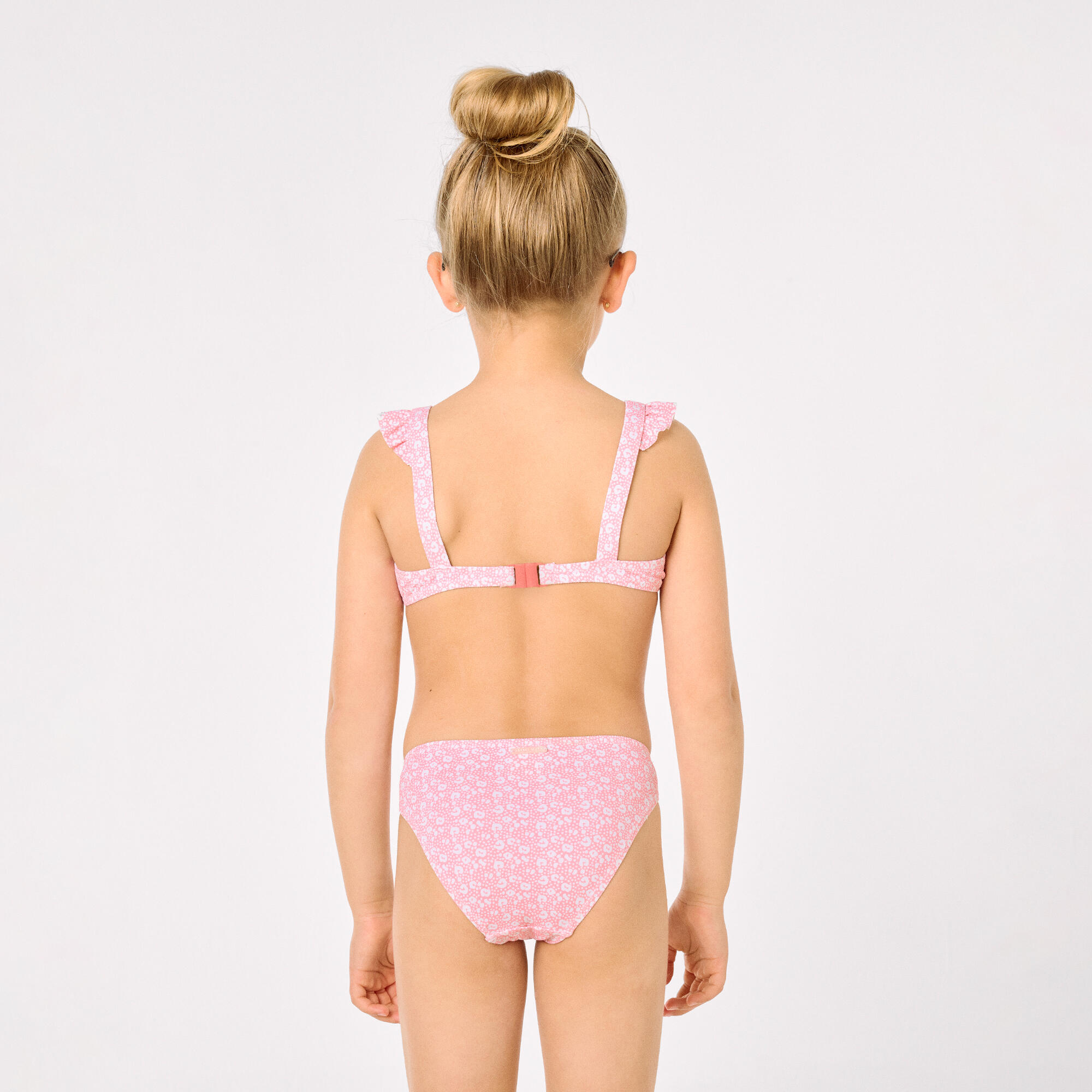 Conjunto bikini niña detalles volantes estampado leopardo rosa 5/7