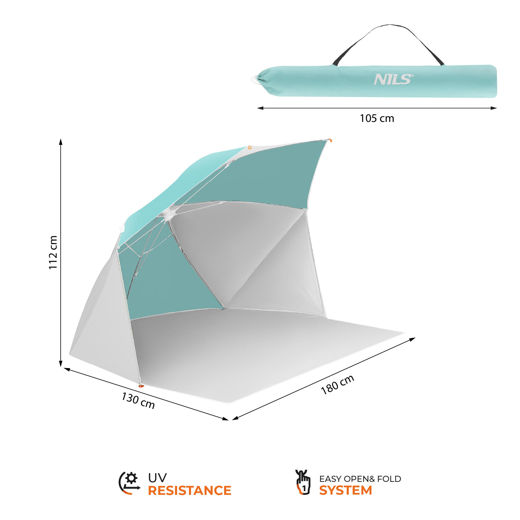 NC4803 PARASOL - PARAWAN PLAŻOWY 2 W 1 NILS 5/7