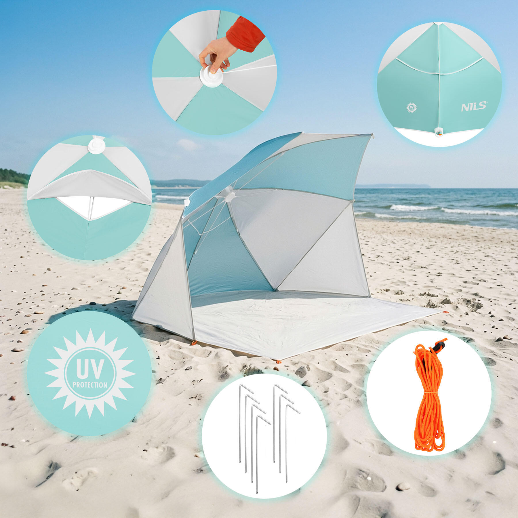 NC4803 PARASOL - PARAWAN PLAŻOWY 2 W 1 NILS 3/7