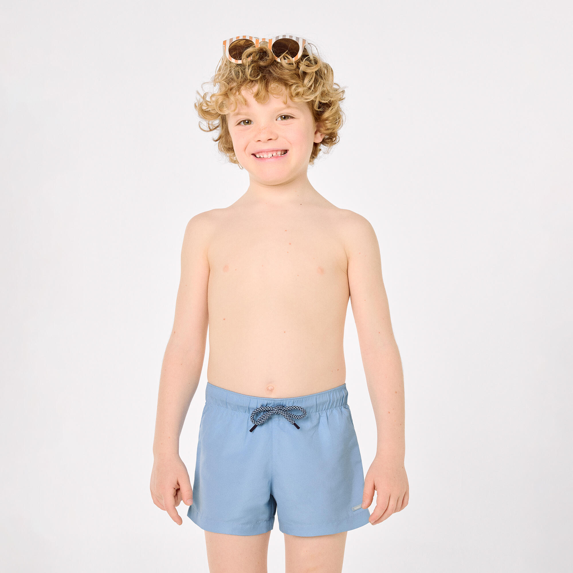Bañador niño corto liso azul 4/7