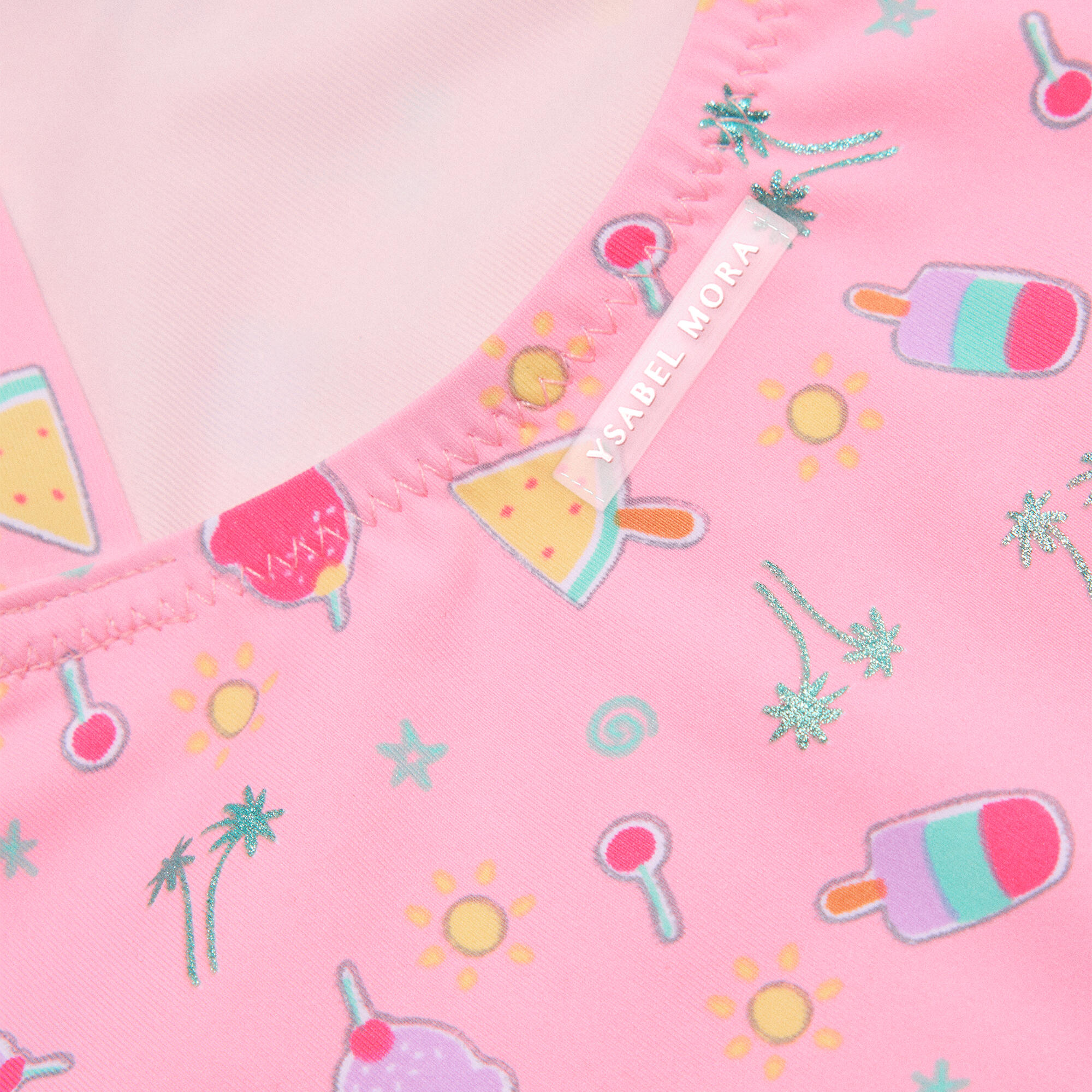Bañador niña detalle cut-out y lazos estampado veraniego rosa 4/7