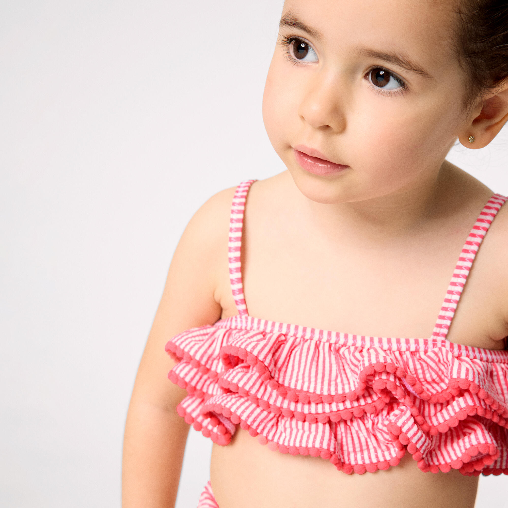 Bikini niña bambula detalle triple volante estampado rayas 4/7