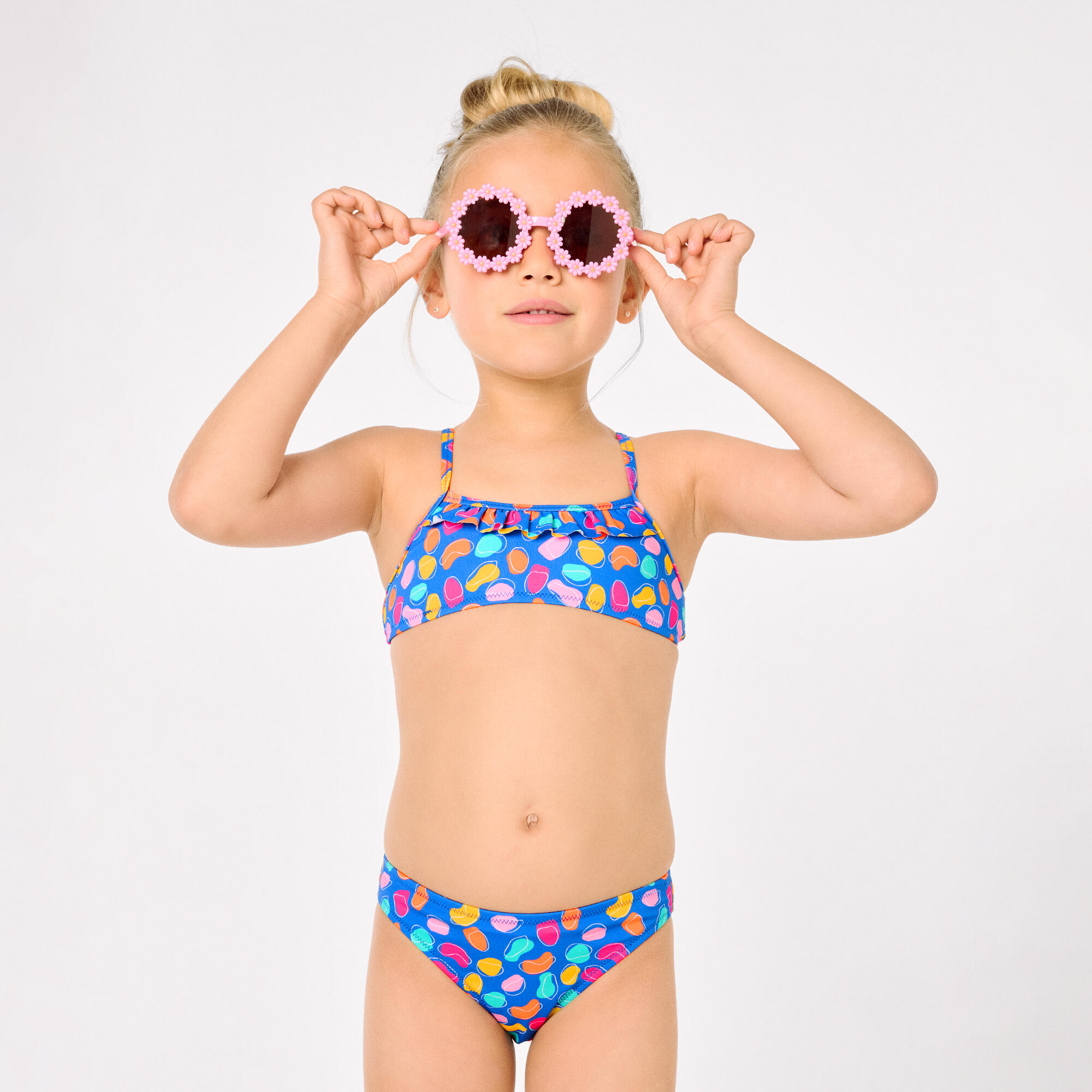 Bikini niña detalle volante estampado formas orgánicas multicolor 4/7