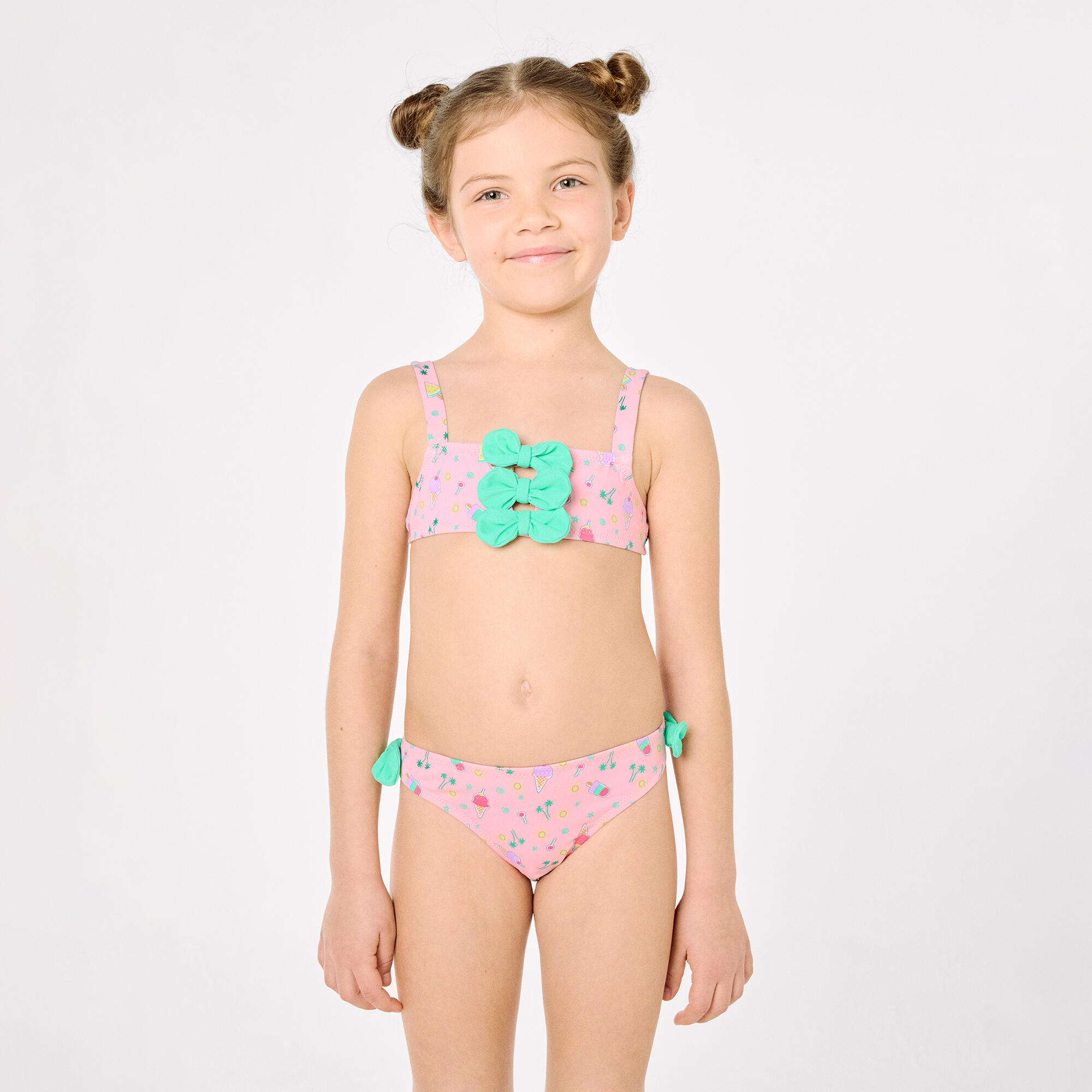 Bikini niña detalles  lazos estampado veraniego helados 4/7