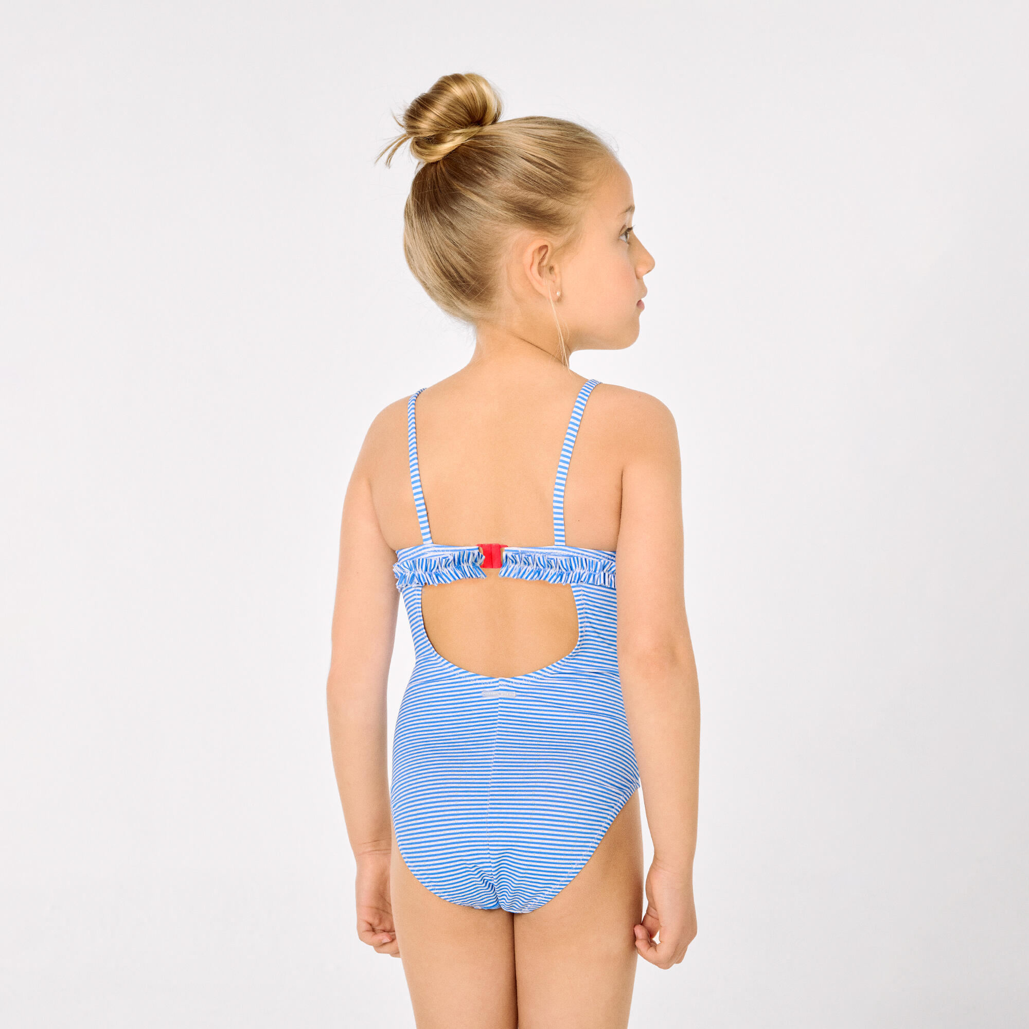 Bañador niña detalle lazo y volantes estampado rayas 6/7