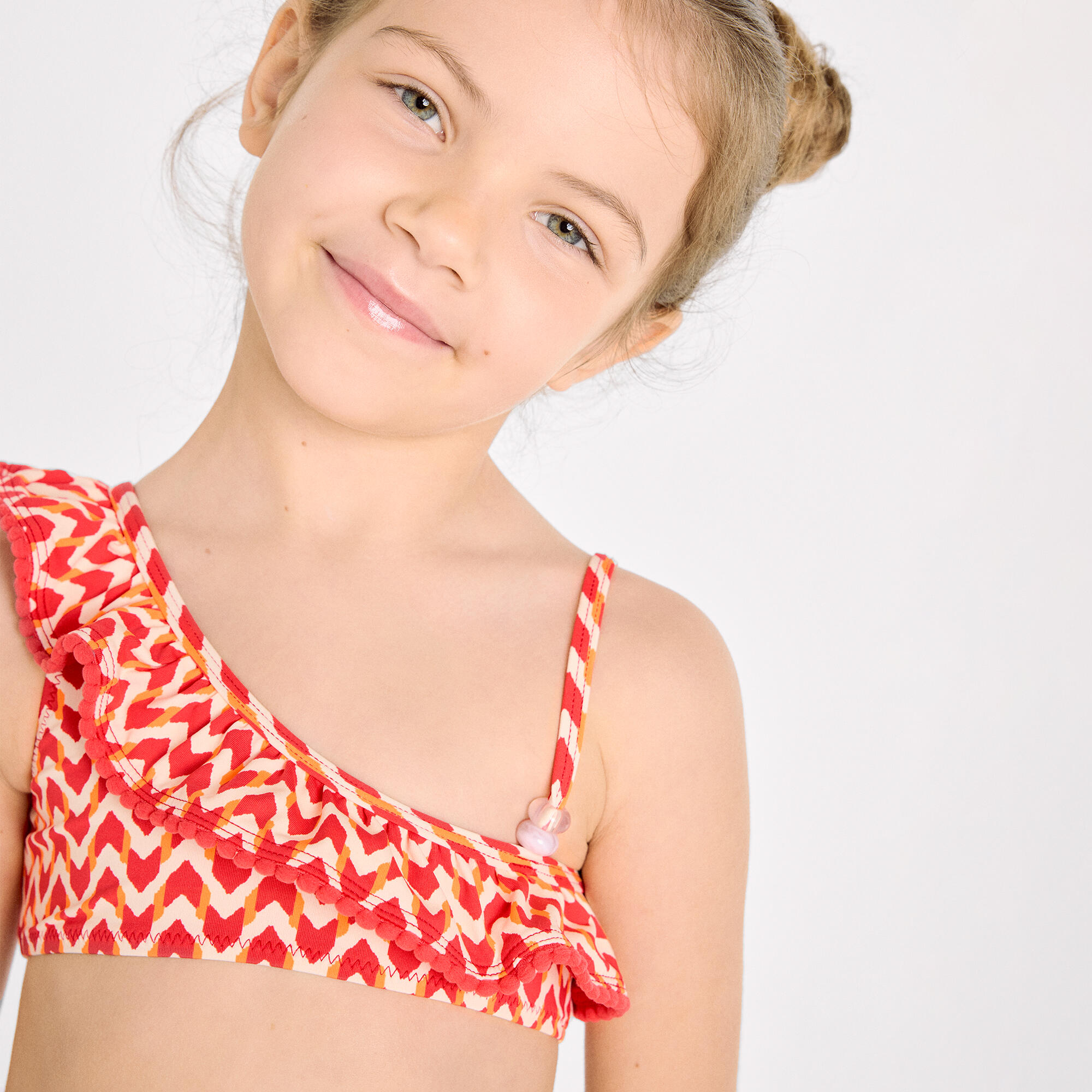 Bikini niña asimétrico detalle volante estampado étnico 6/7